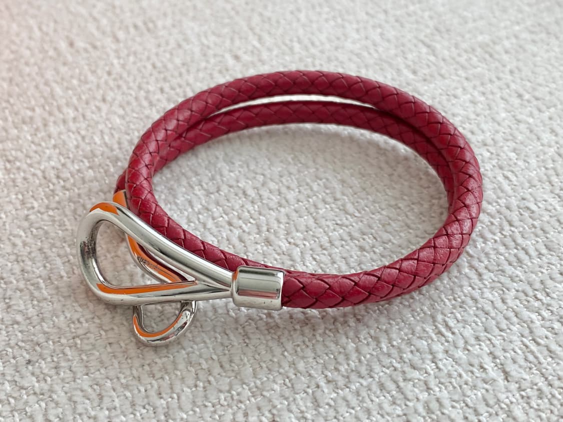 에르메스 점보 버건디 레드 은장 팔찌 2way 타입 상품이미지4