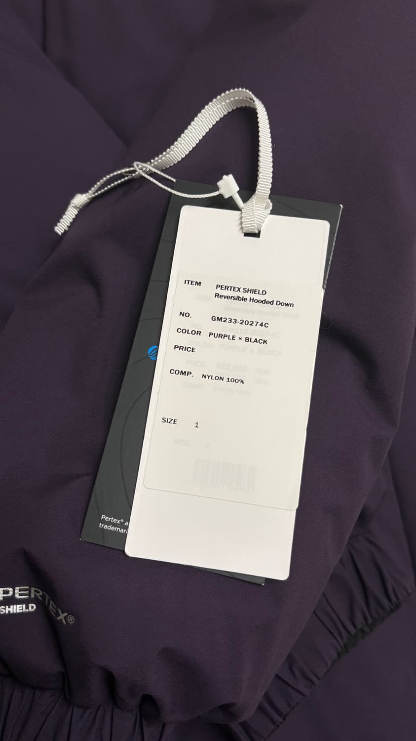 [1] 그라프페이퍼 퍼텍스 리버시블 후디드 다운 퍼플x블랙 1사이즈 상품이미지3