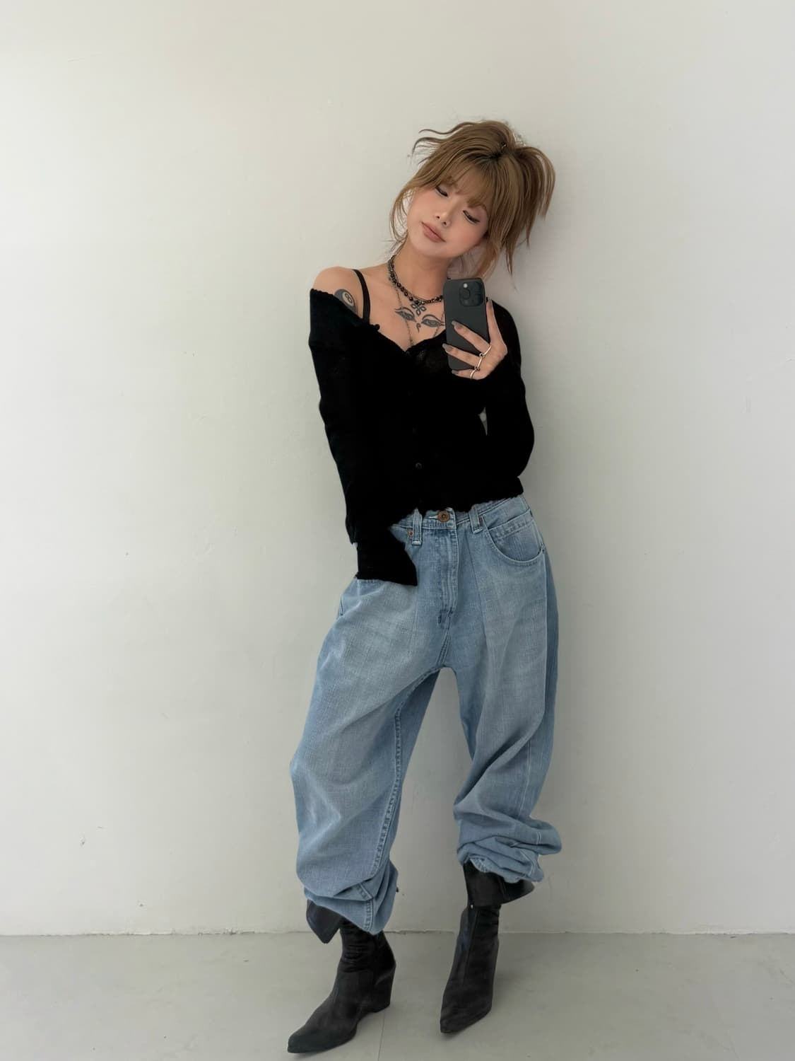 블랙 루즈 시스루 가디건  상품이미지1