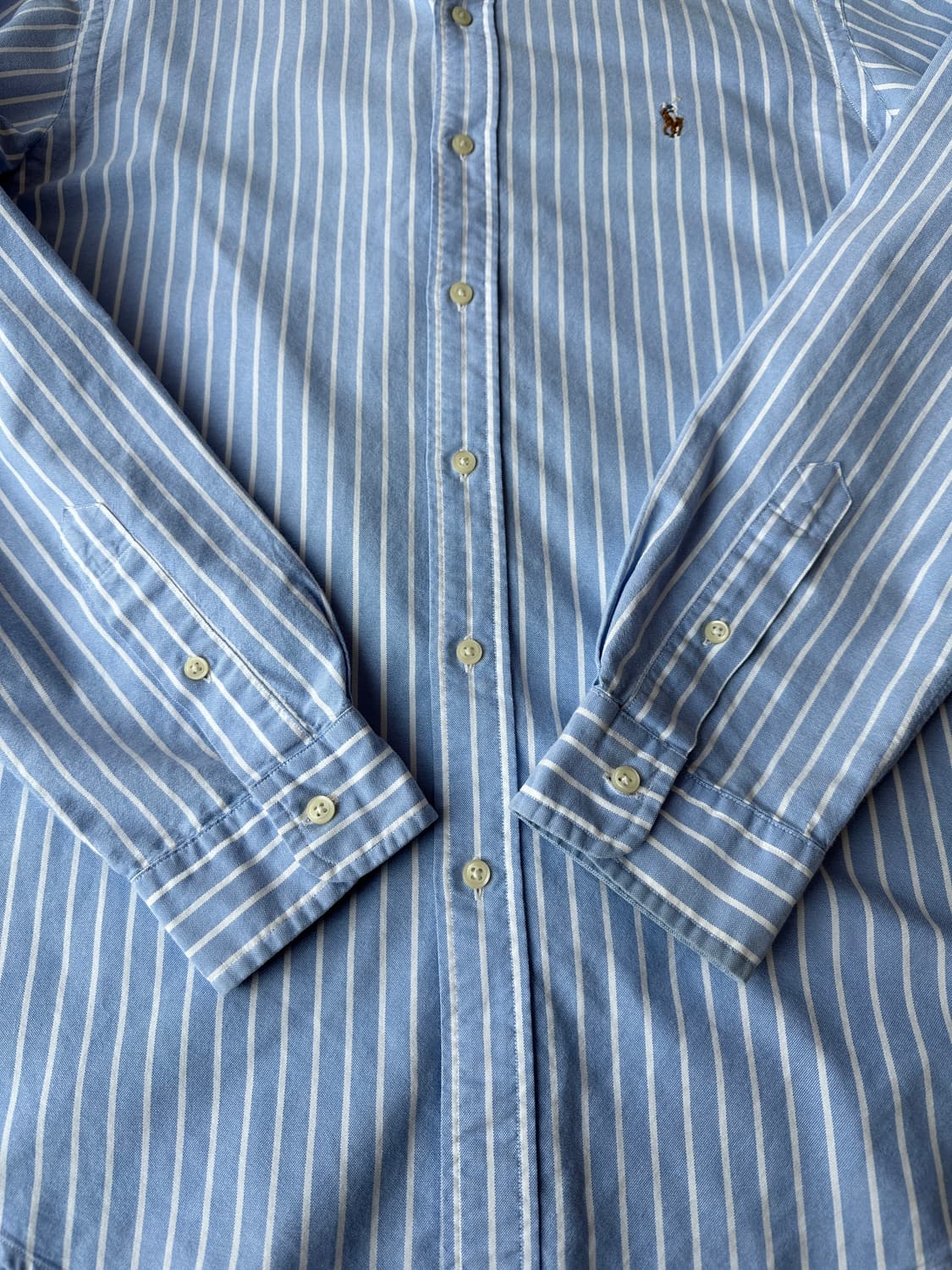 폴로 랄프로렌 옥스포드 스트라이프 셔츠 블루 커스텀핏 L 상품이미지5