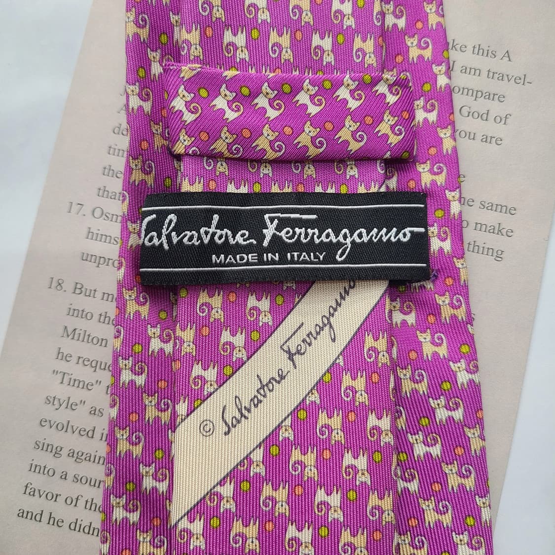 살바토레 페라가모 실크 강아지 패턴 넥타이 8.6cm B등급 E700
 상품이미지6