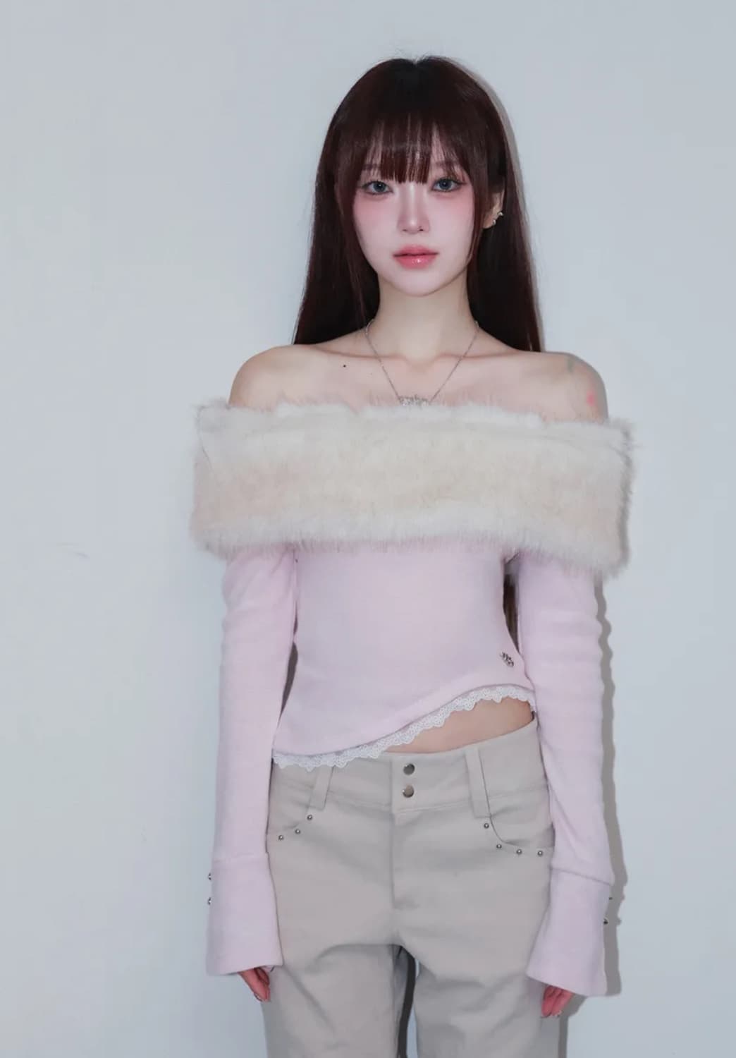 체리퀴리 버니 오프숄더 탑 핑크 상품이미지1