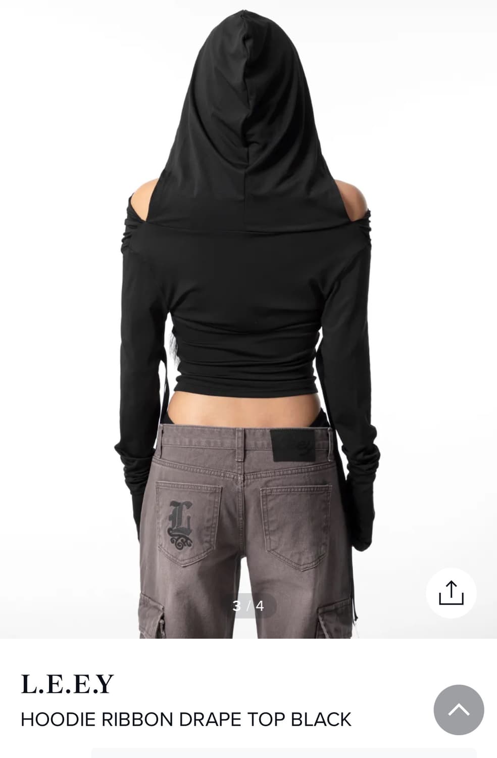 Leey hoodie ribbon drape top 엘이이와이 후디탑 상품이미지3