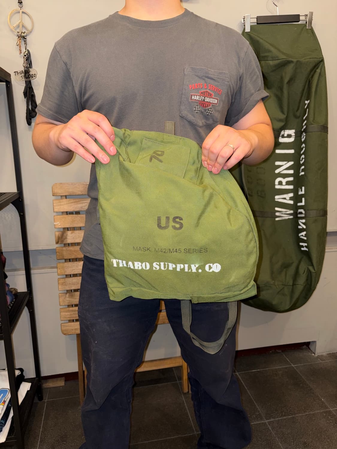80-90’s US Army stencil gas mask bag 상품이미지5