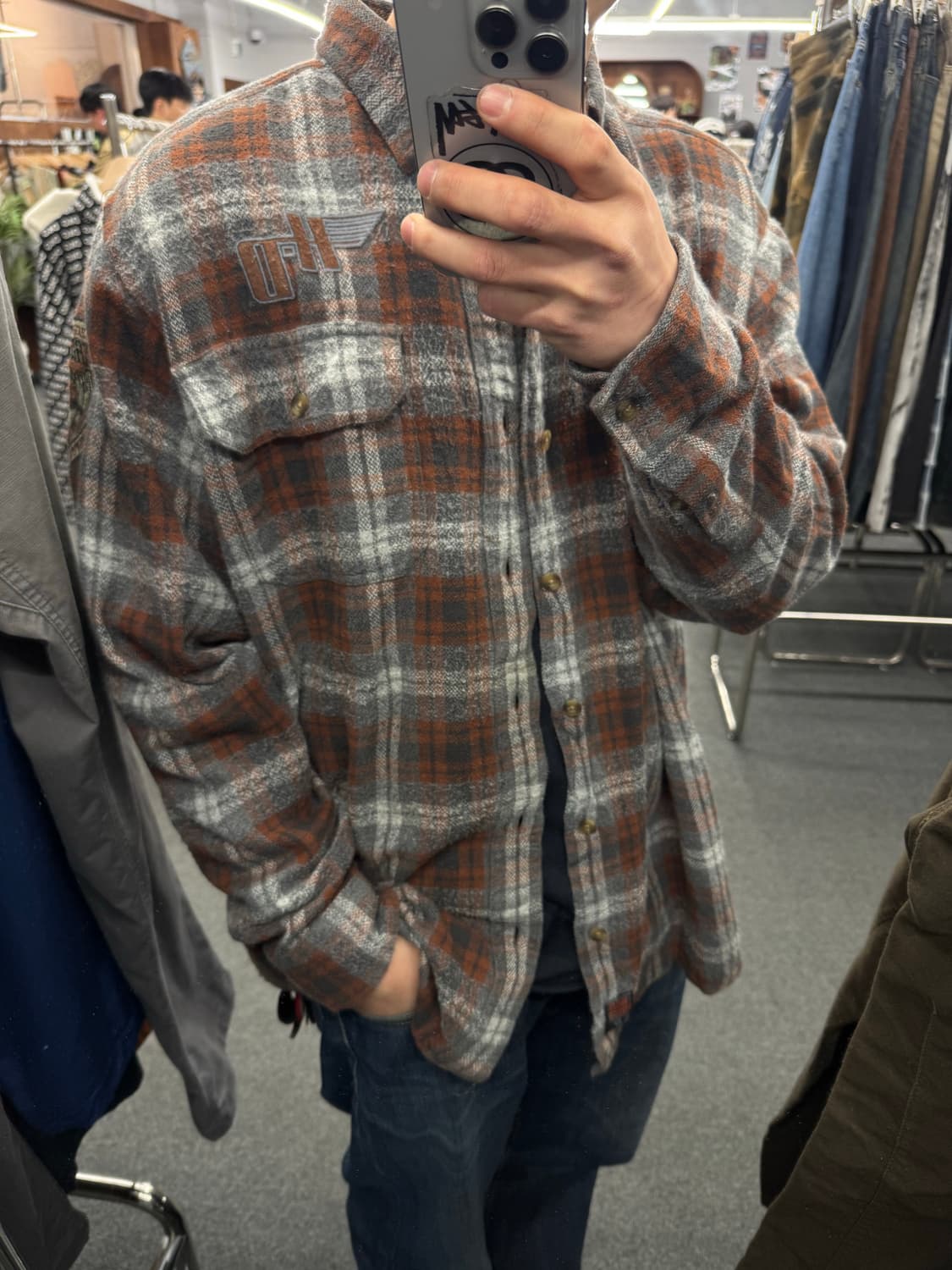 2XL)할리데이비슨 빈티지 자수 플란넬 체크 긴팔셔츠 상품이미지1