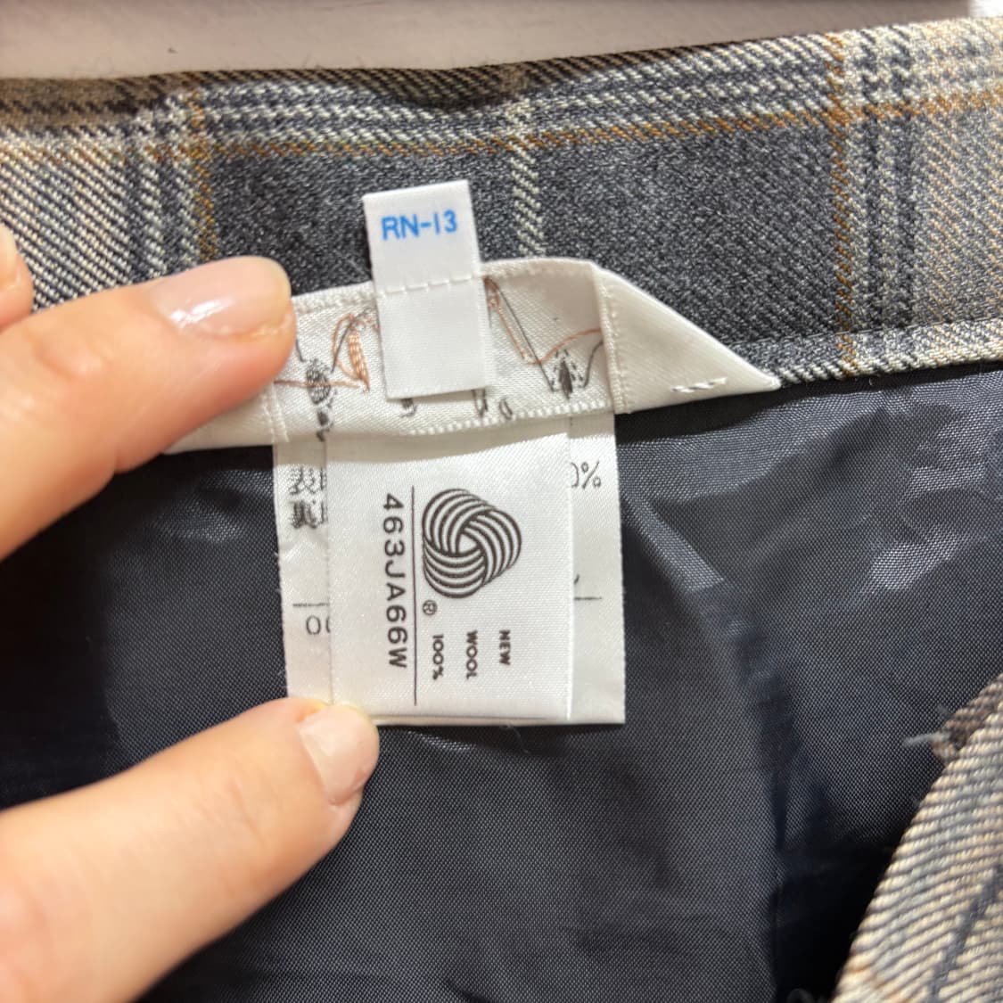 그레이 체크 울 롱 스커트 (JPN) 상품이미지5