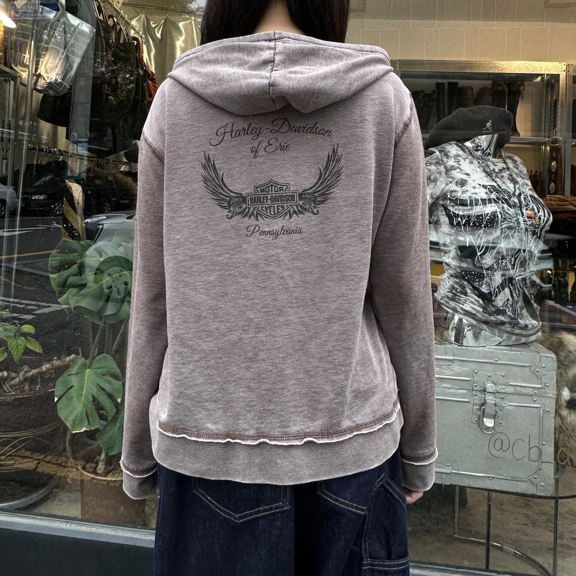 2000s 할리데이비슨 브라운 그래픽 후드 집업 상품이미지8