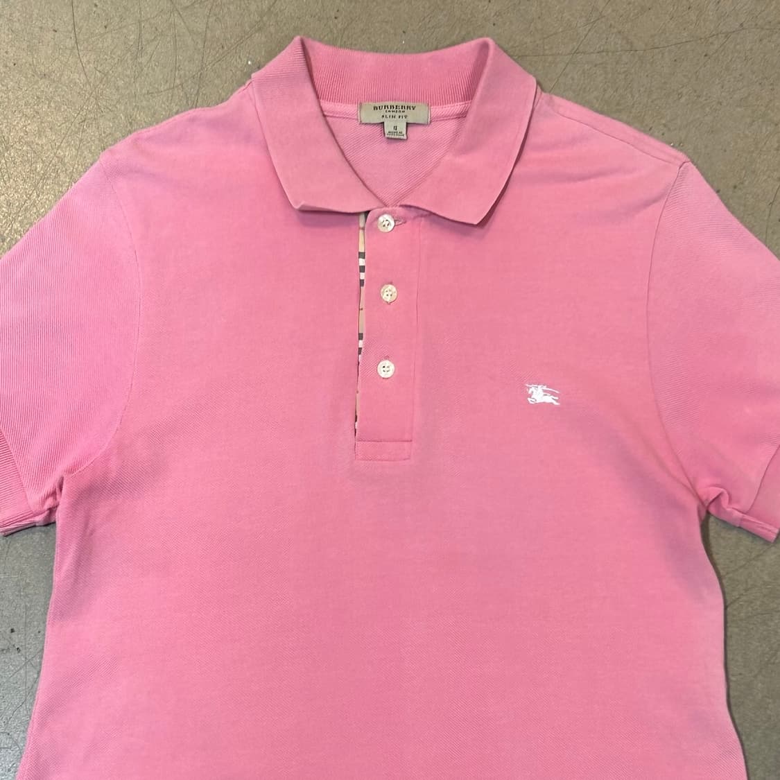 S 버버리 여성용 슬림핏 핑크 카라 반팔 티셔츠 상품이미지1