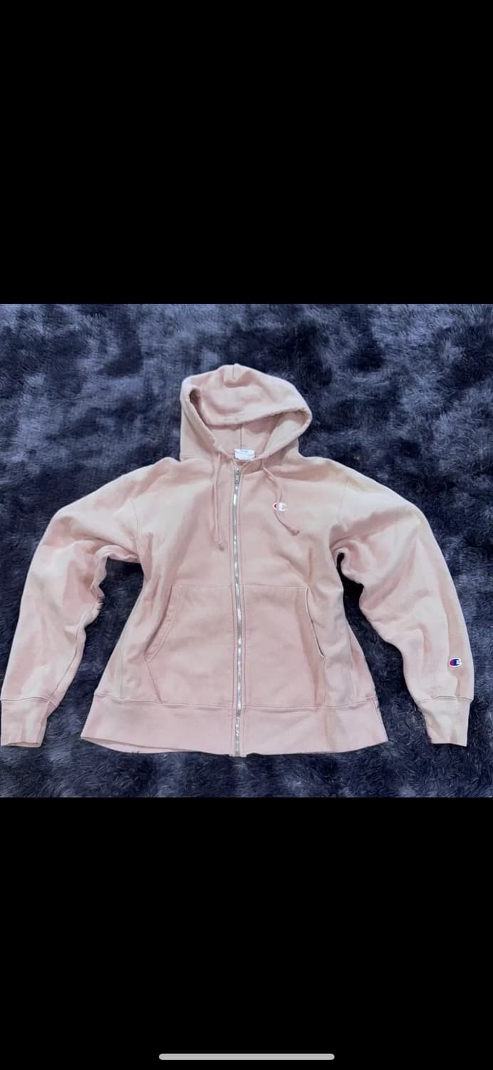 투티/0069 챔피온 리버스 위브 연핑크색 기모 후드집업 상품이미지2