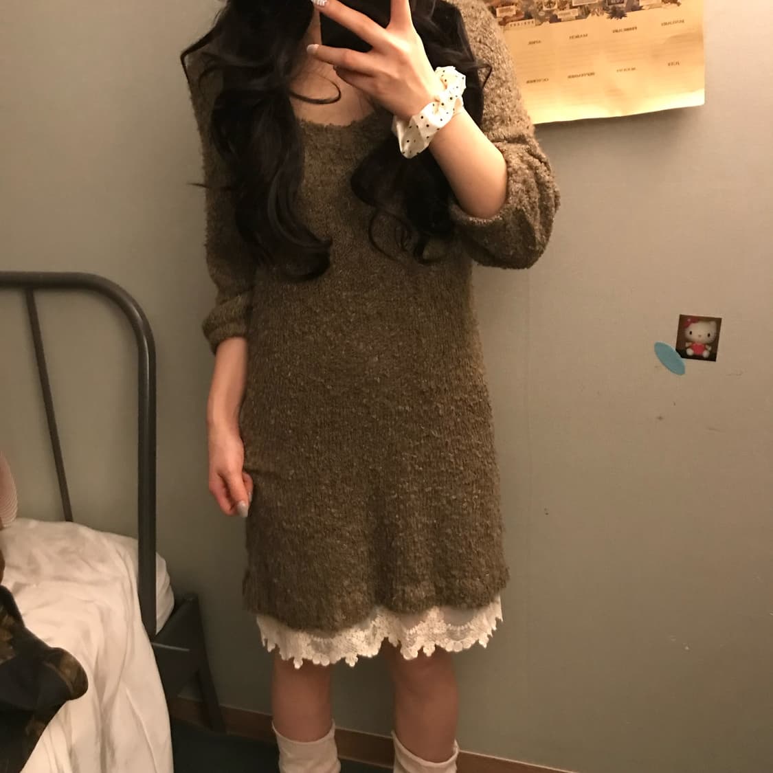 JPN Vintage 모리걸 라떼갸루 부클니트 원피스 상품이미지2