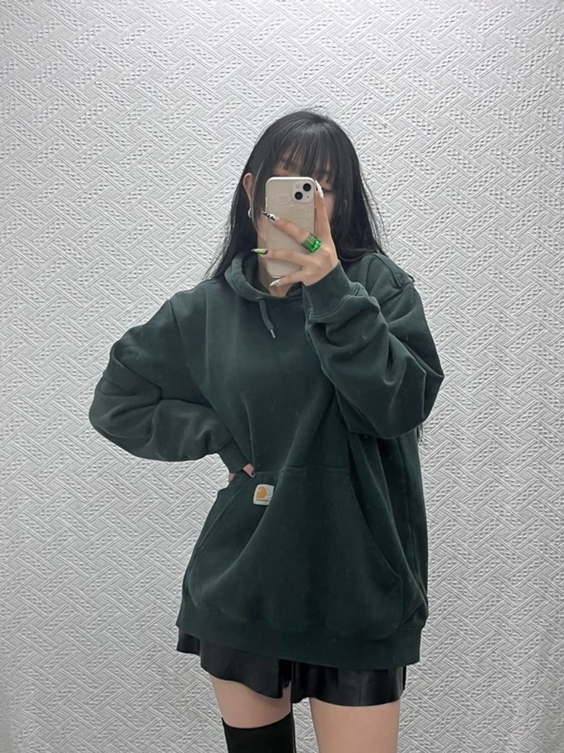 칼하트 오리지널 핏 캐주얼 딥그린 약기모 후드티 L C08579 상품이미지1