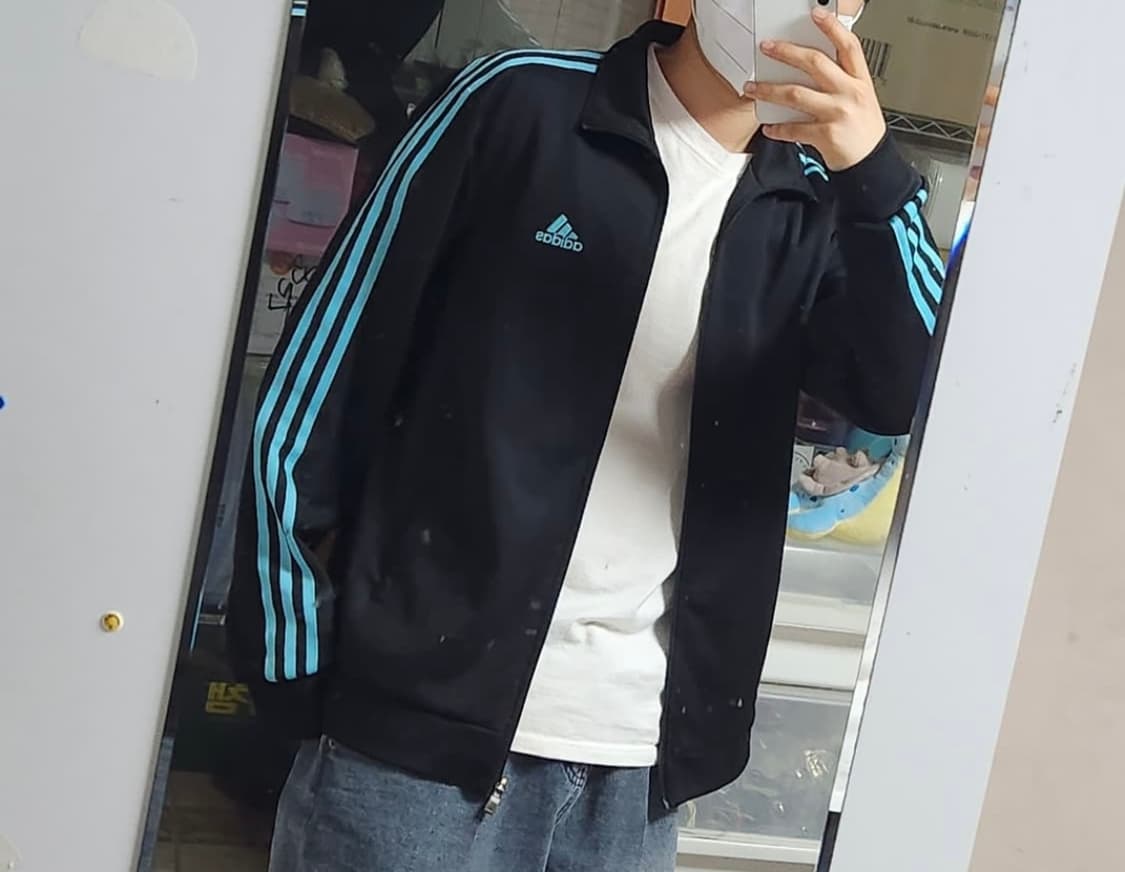 아디다스 삼선 블랙x스카이블루 트랙탑 트레이닝 져지 자켓 상품이미지1