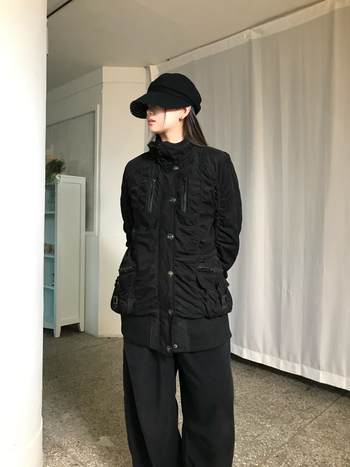 빈티지 블랙 퀄티드 아우터 상품이미지2