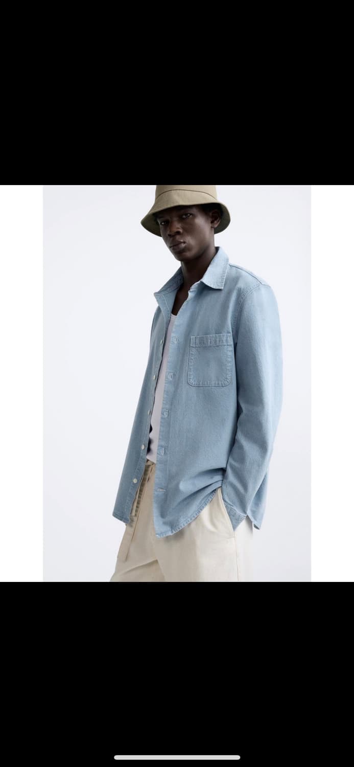 M 자라 워시드 데님 셔츠 Origins 스페셜 컬렉션. 상품이미지7