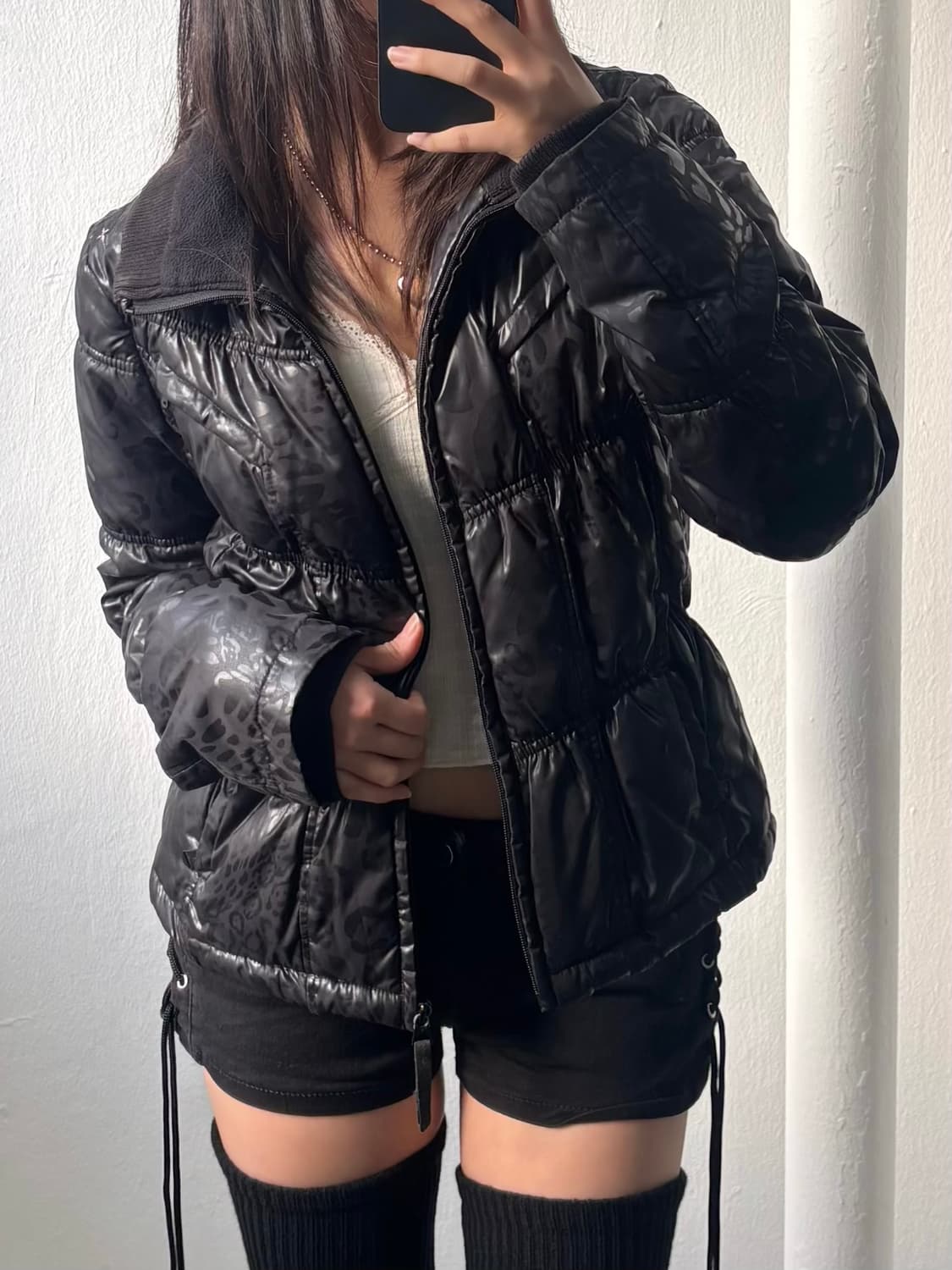 Tomboy Jeans Black Leopard Padded Jacket 상품이미지1