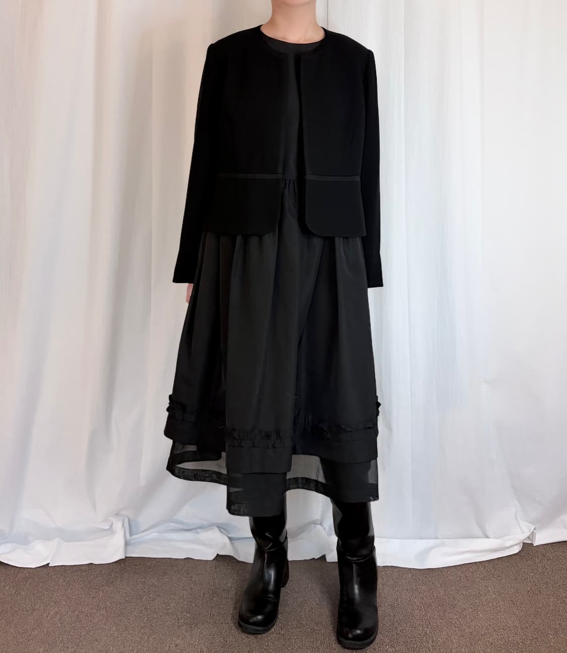 Collarless Blazer - Black 상품이미지2