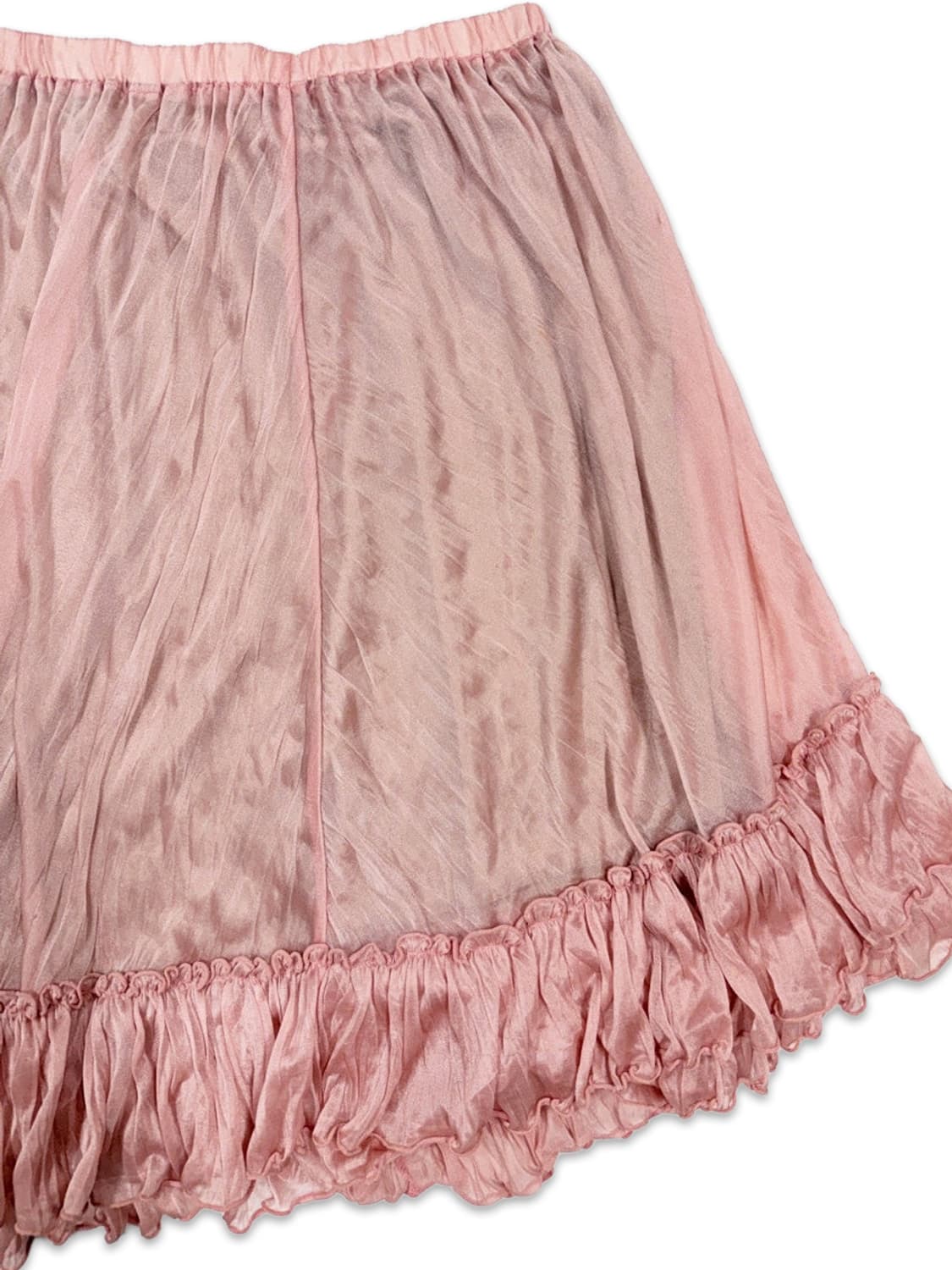 빈티지 파스텔핑크 프릴 사선 플레어 미디 스커트 상품이미지2