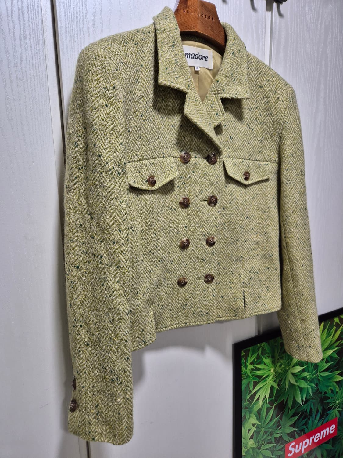(세일)JPN빈티지.madore 트위드 셋트 올리브 상품이미지3