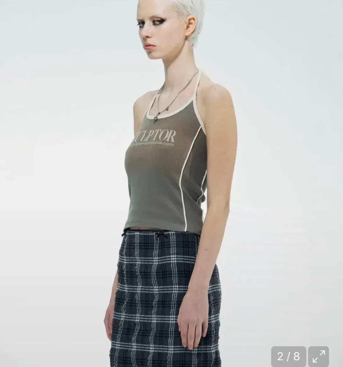 스컬프터 로고나시 Classic Logo Halter Top Mocha 상품이미지2