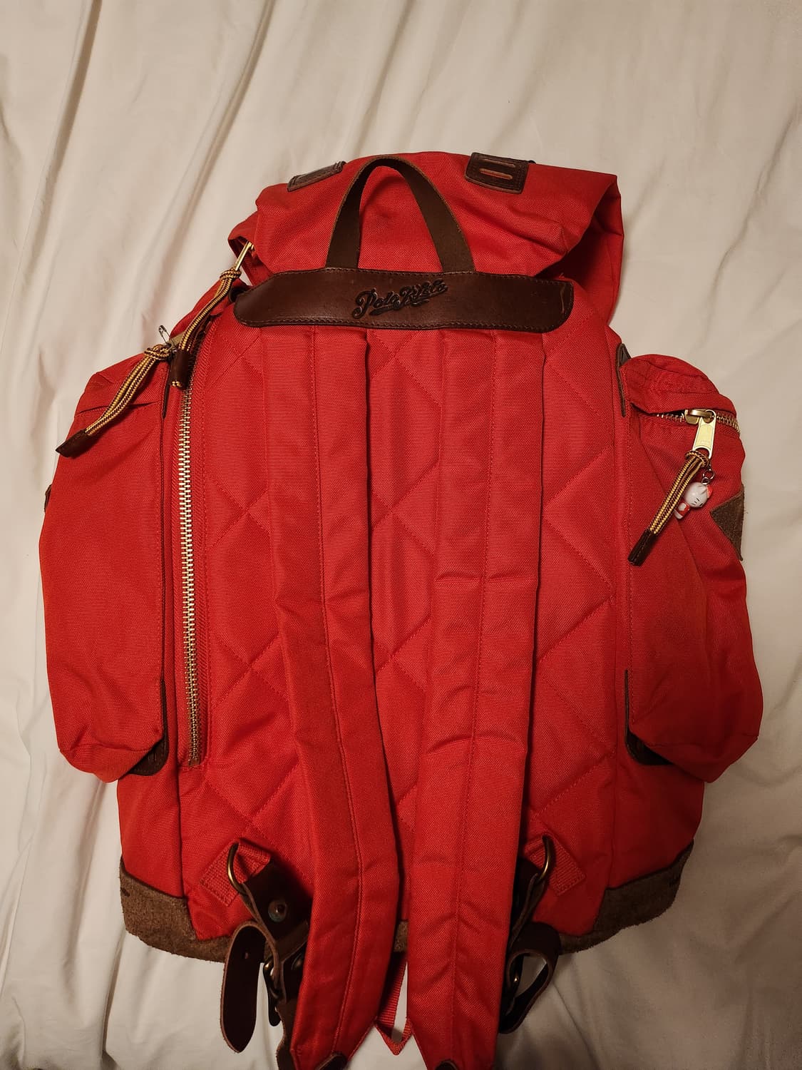 폴로 스웨이드 트림 백팩 레드 상품이미지4