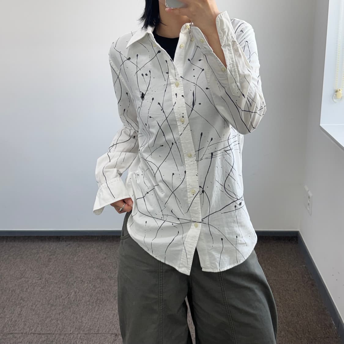 Polo 폴로 블랙 포니 패턴 화이트 셔츠 상품이미지1