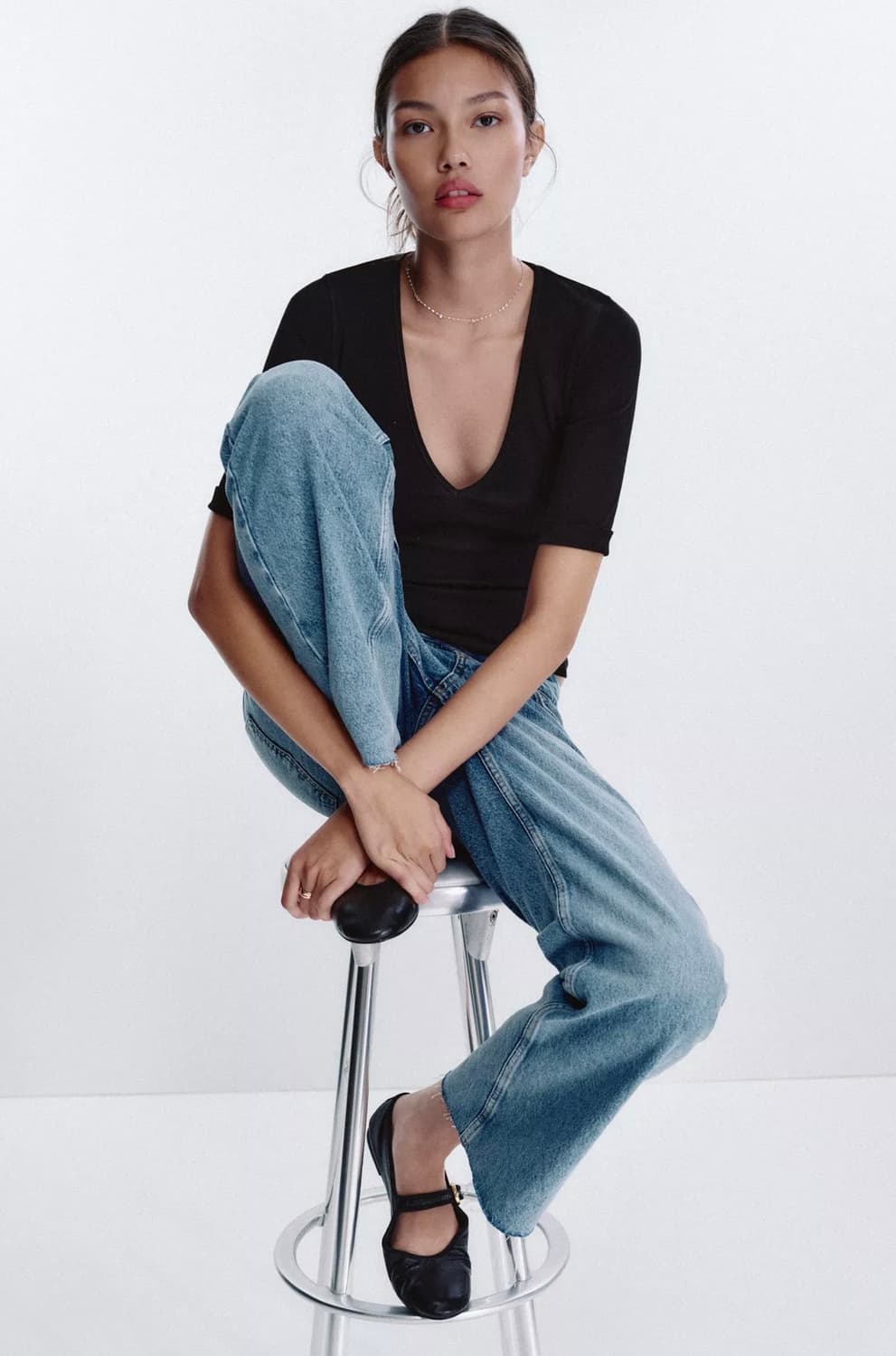 ZARA 자라 워싱면티셔츠, 자라 브이넥 티셔츠 상품이미지2