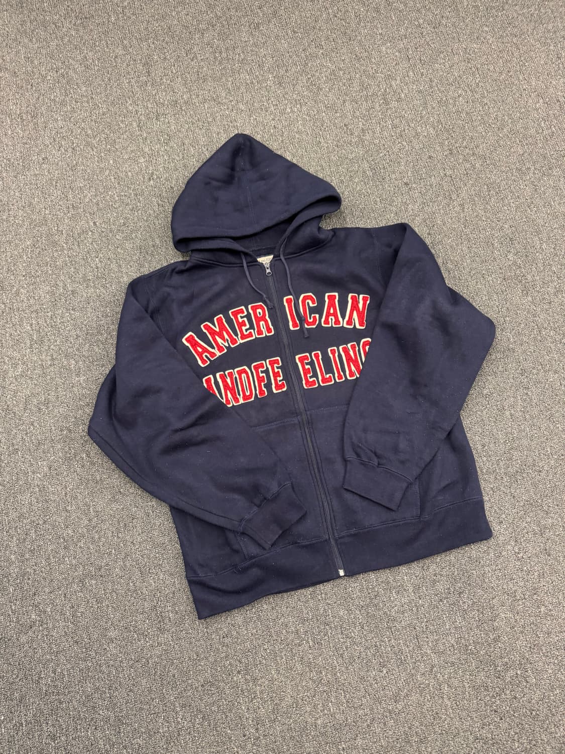 AMERICAN AND FEELING 빈티지 패치 네이비 후드집업 상품이미지1