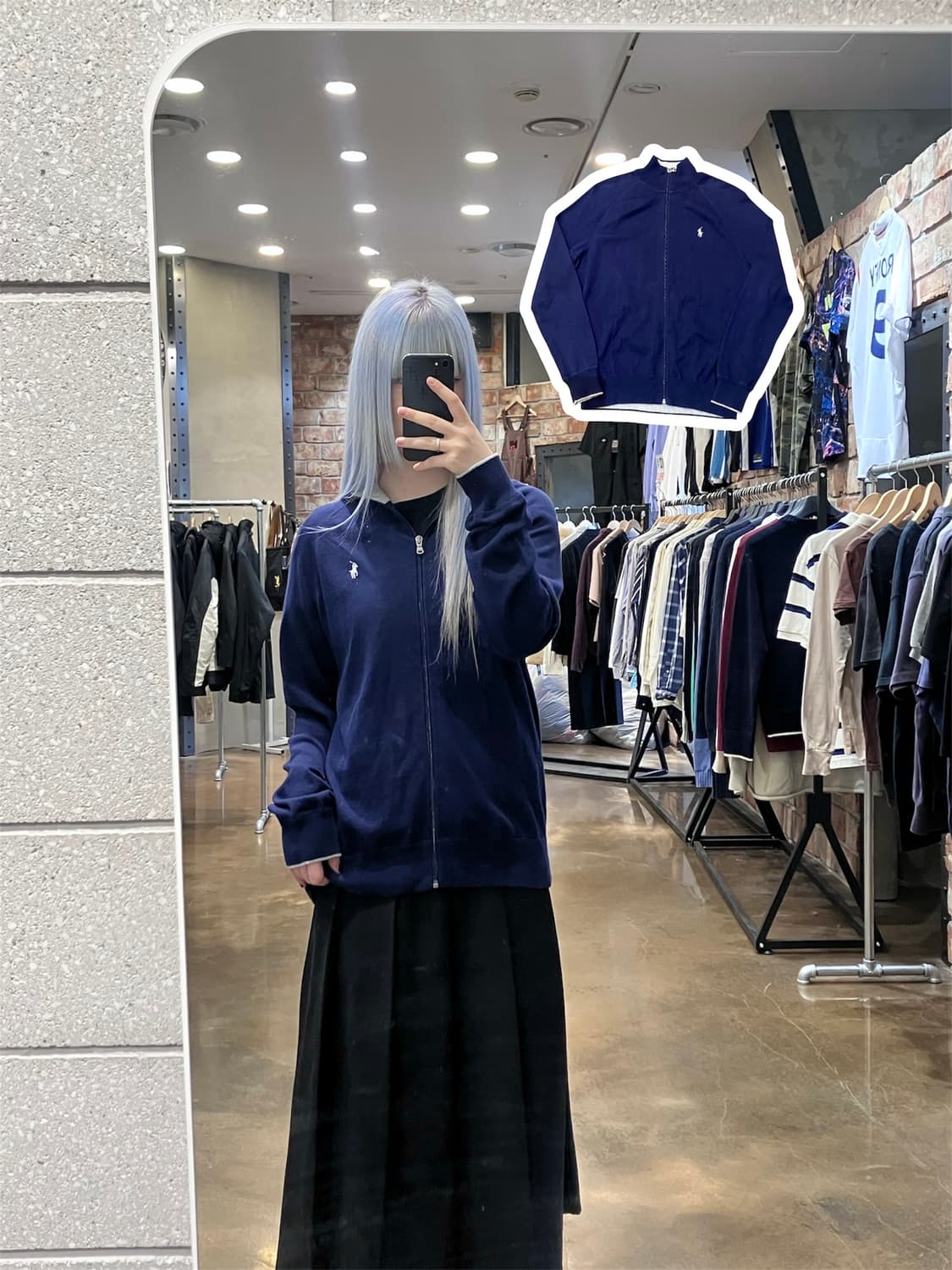 폴로 랄프로렌 자수 로고 폴라 가디건 네이비 M  #csz4154 상품이미지1