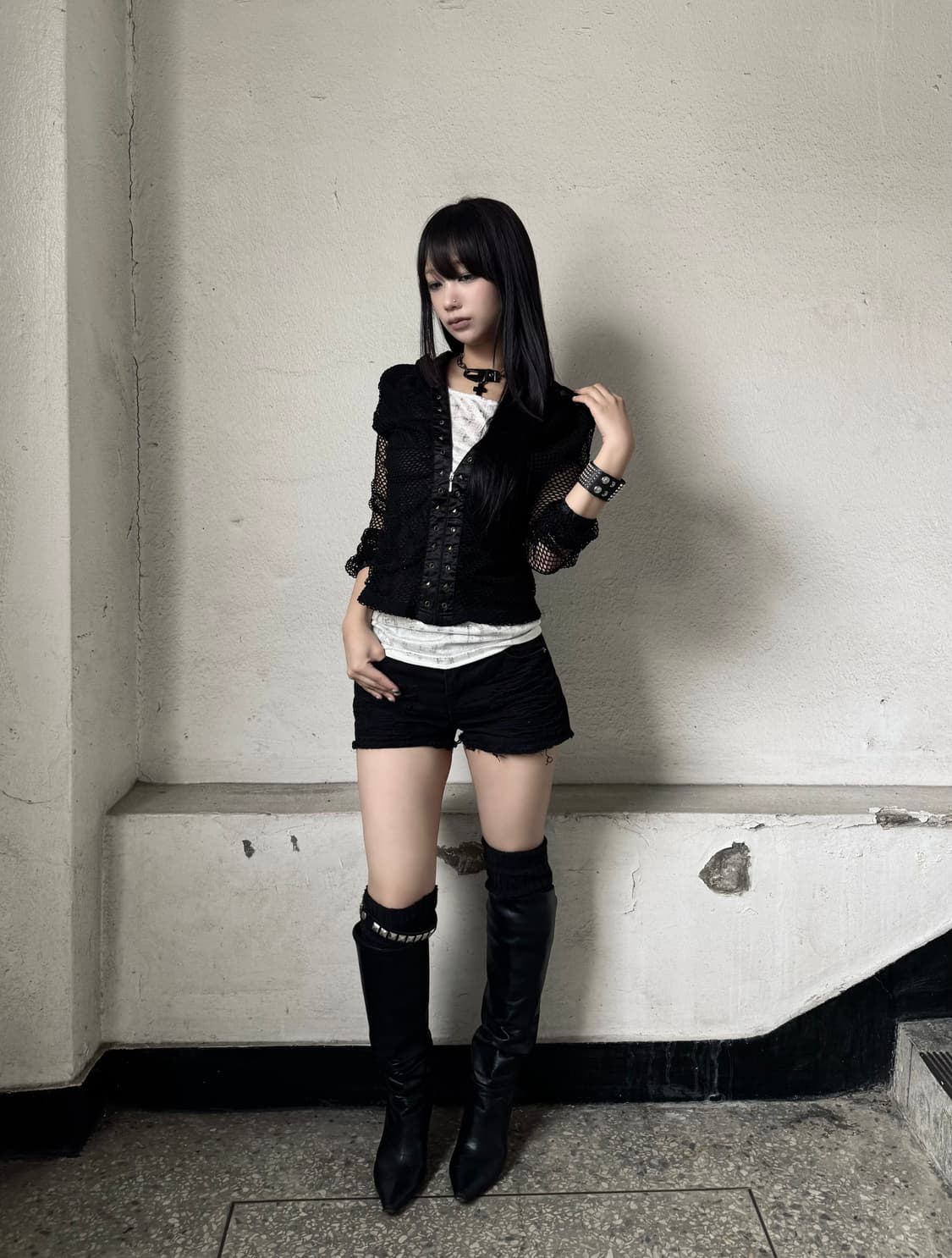Sttuded mesh black zip up 상품이미지1