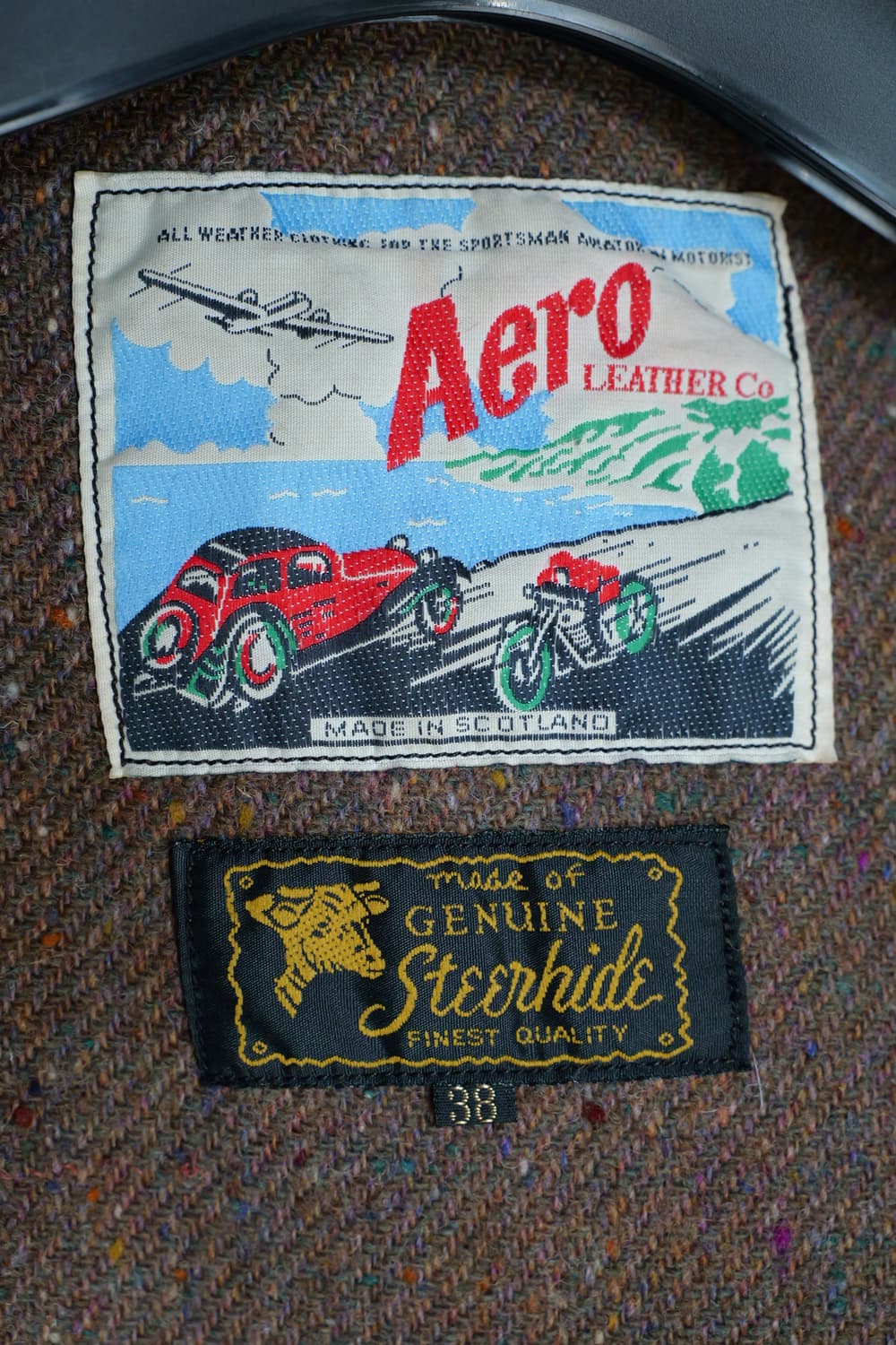 에어로레더 소가죽 자켓 블랙 하프벨트 38 상품이미지8