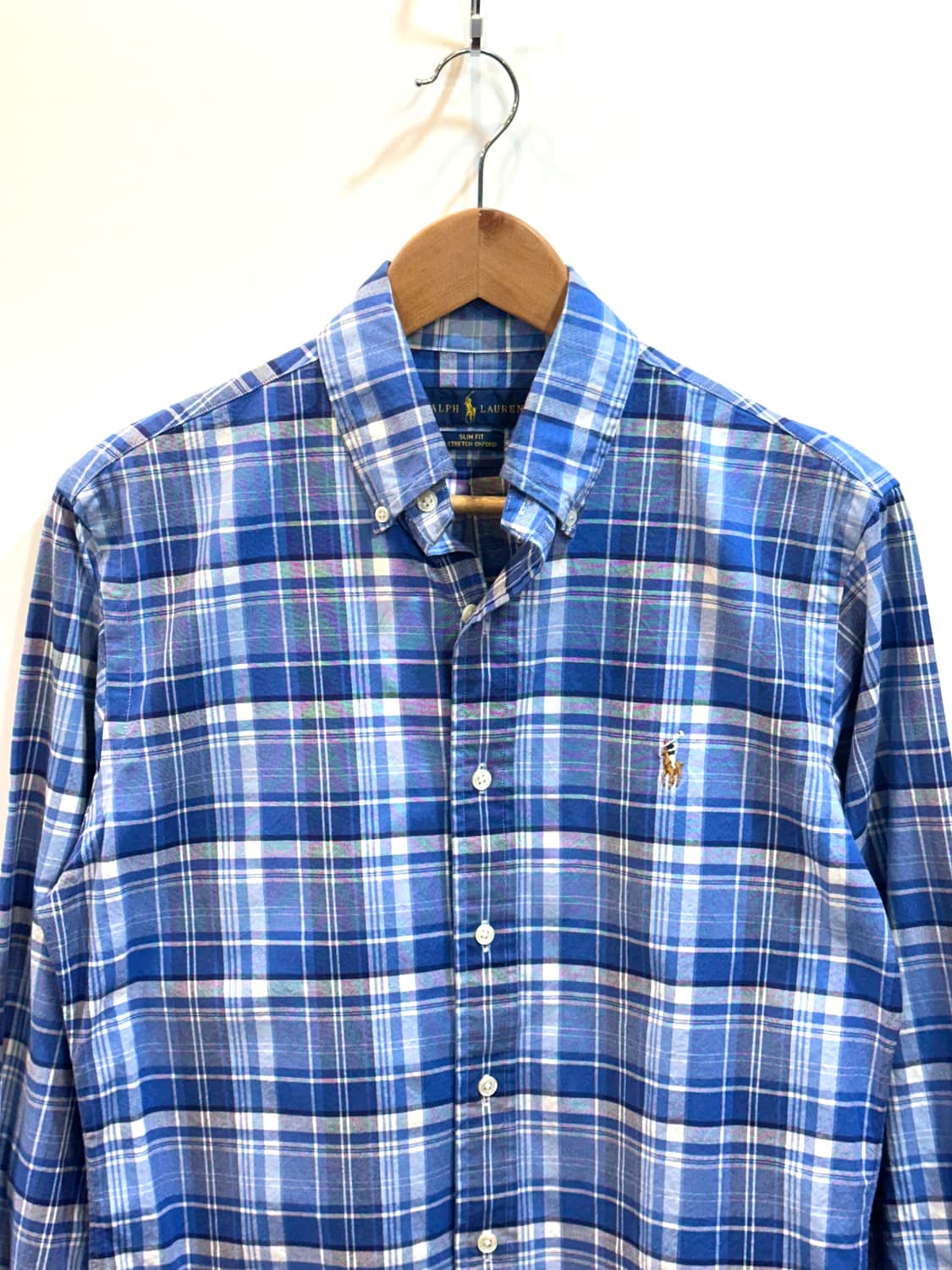 폴로 랄프로렌 슬림핏 체크셔츠 블루 S 상품이미지2