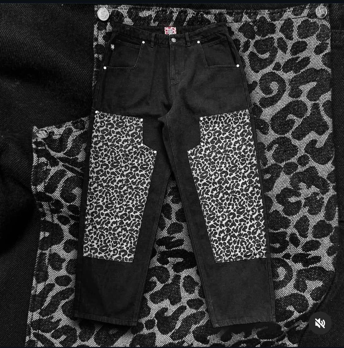 Star team leopard double knee jeans 상품이미지1