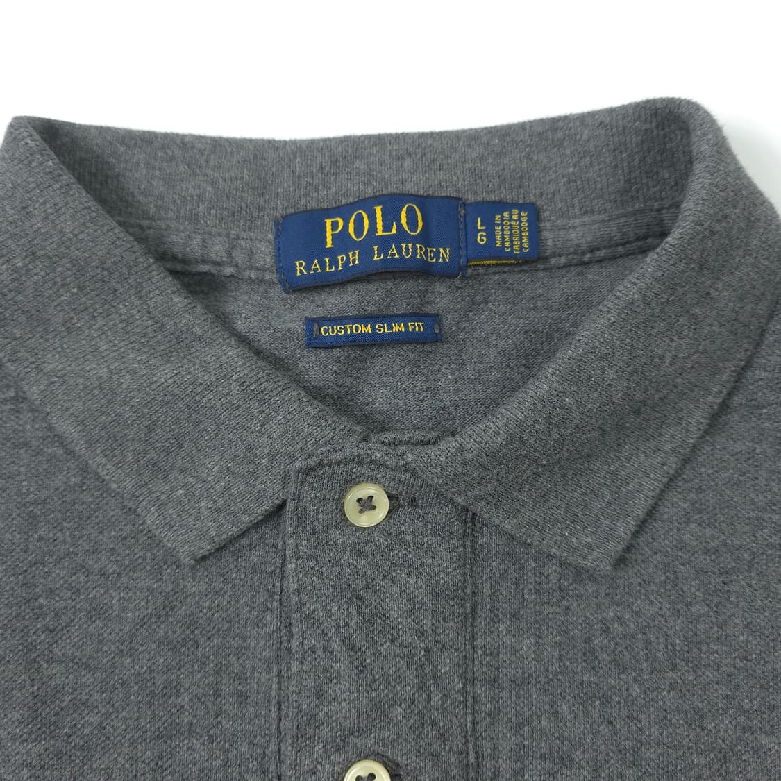 폴로 랄프로렌커스텀 슬림핏 코튼 반팔카라티 그레이 (L) 상품이미지4