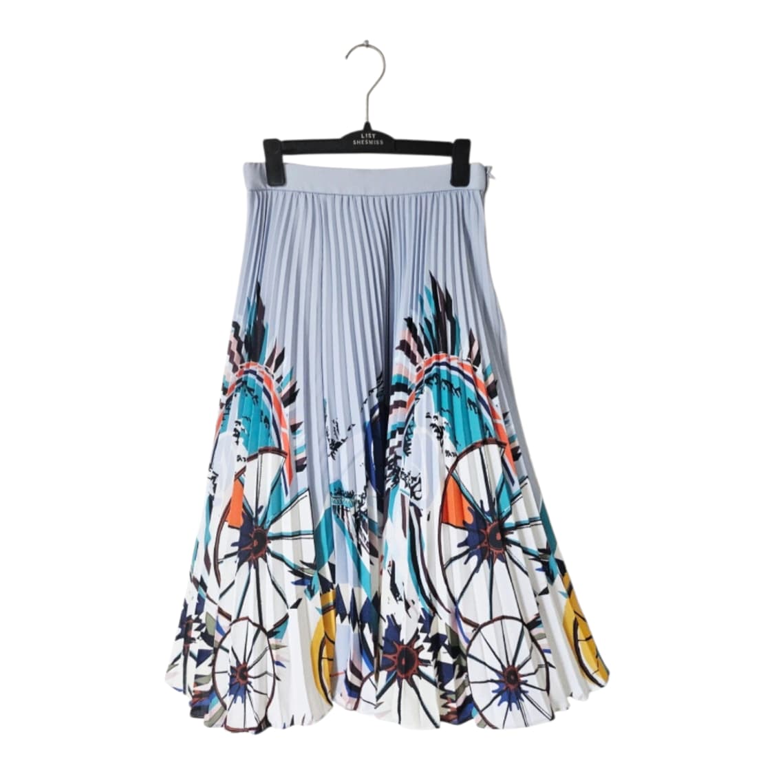 쉬즈미스 블루 기하학 패턴 플리츠 롱 스커트 55 상품이미지3