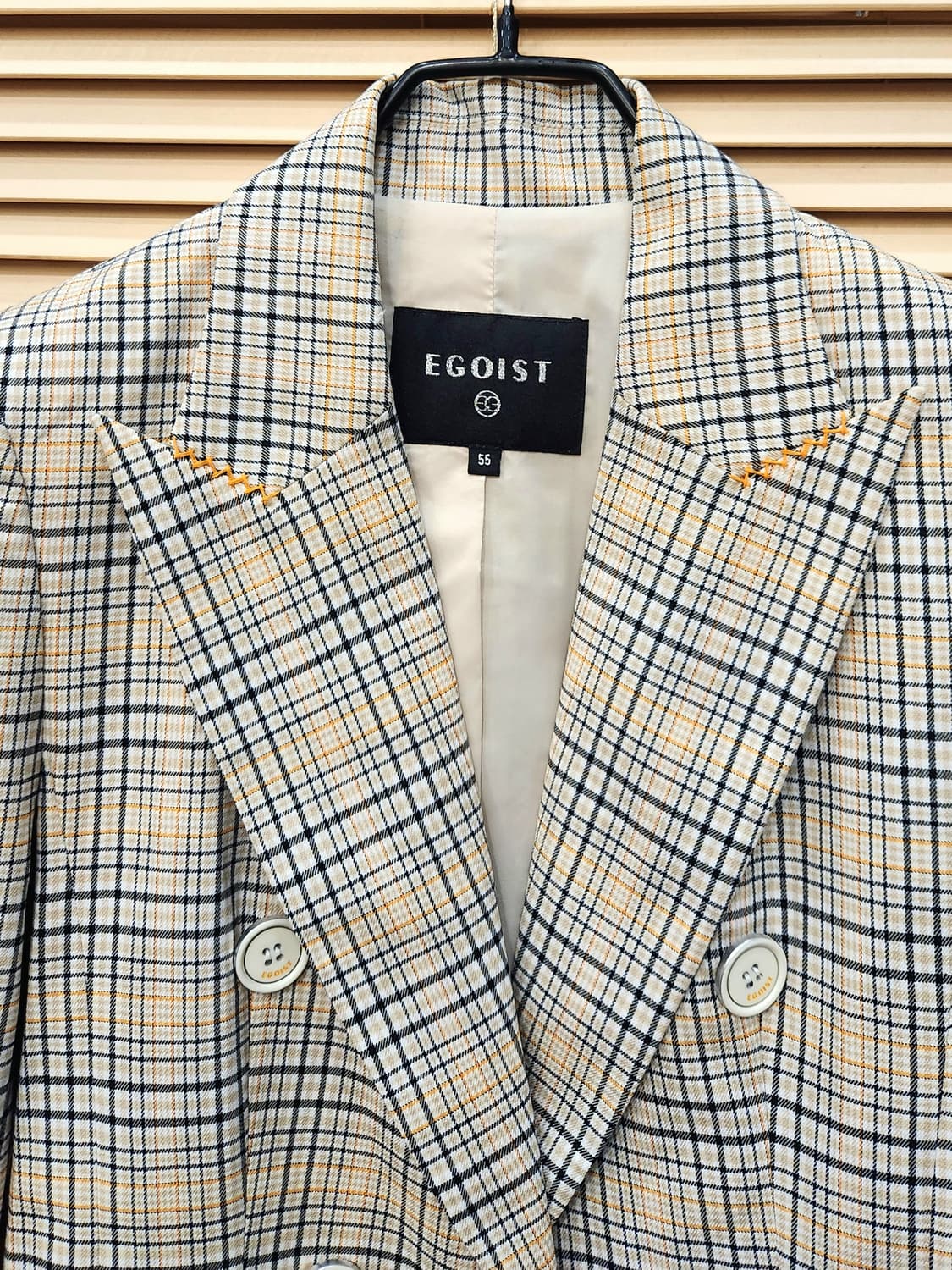 (새상품)에고이스트 체크더블자켓55 상품이미지2