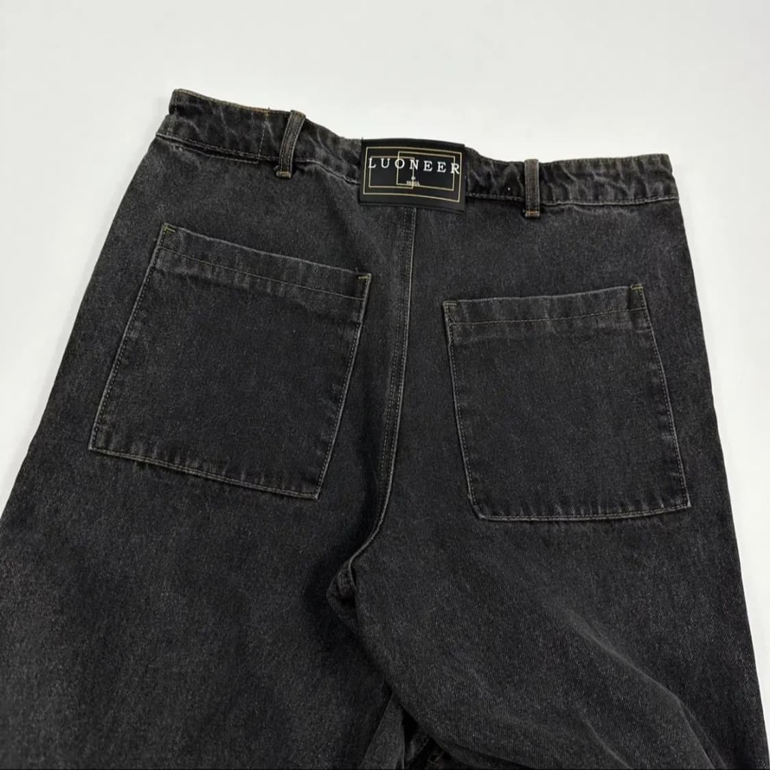 빈티지 세미와이드 스트레이트 흑청 데님팬츠 상품이미지4