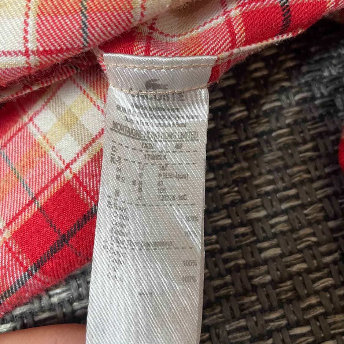 라코스테 미니로고 레드 슬림핏 체크 셔츠 상품이미지5