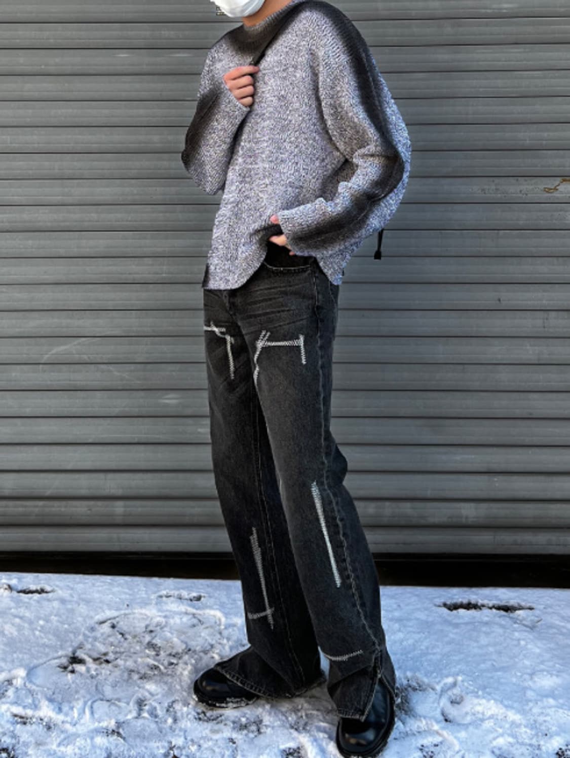 메종미네드 BLACK DYEING OVER KNIT 상품이미지2