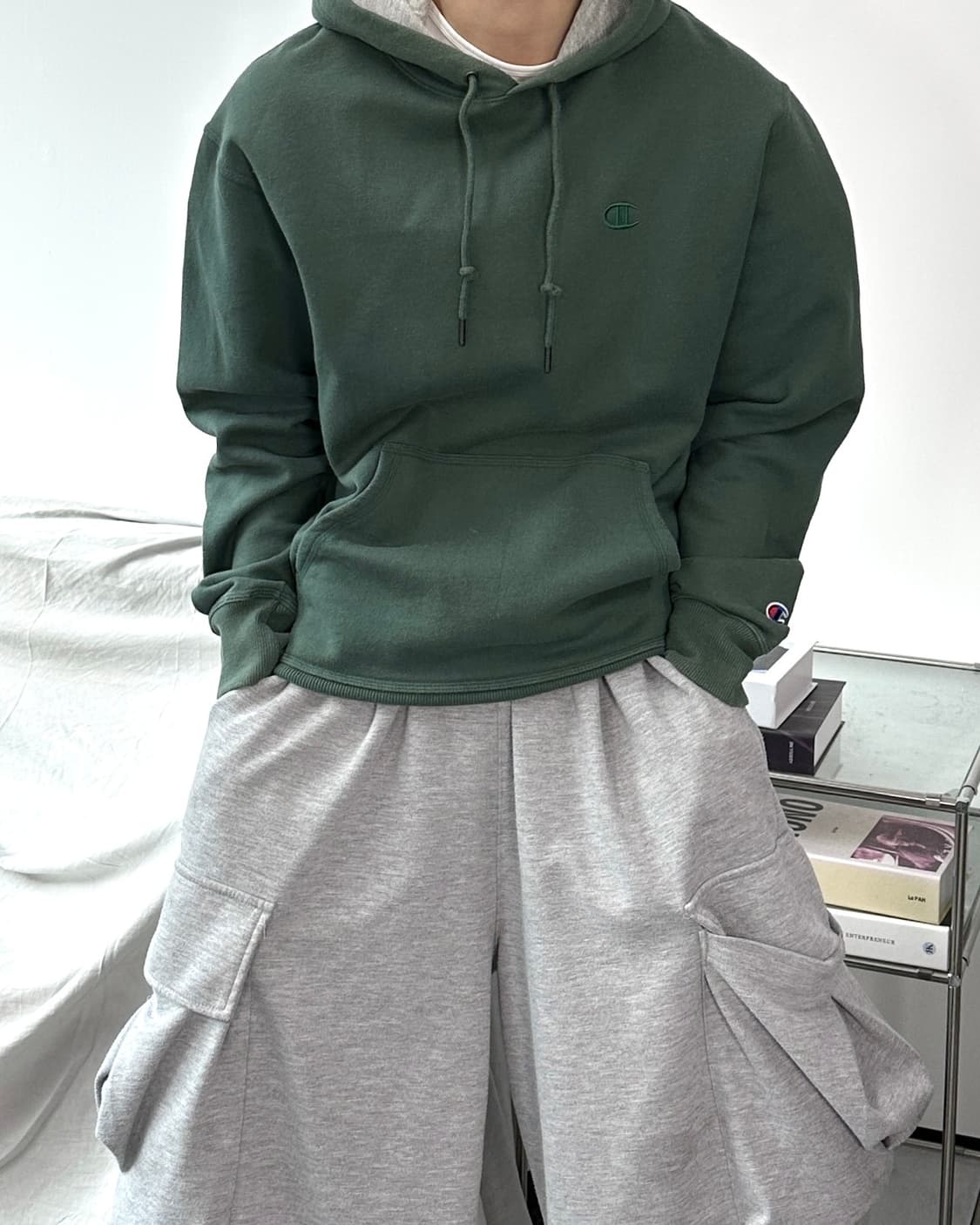 챔피온 어센틱 그린 후드티 M 상품이미지1