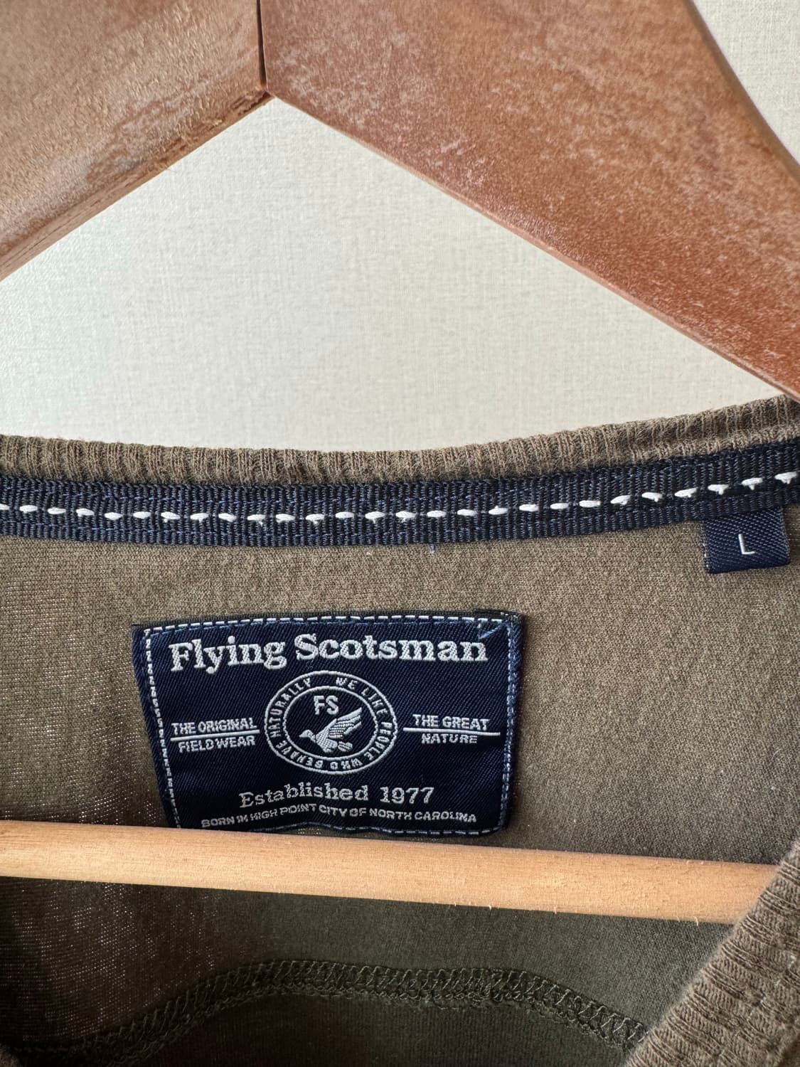 Flying Scotsman 남자 긴팔 티셔츠 카키 상품이미지4