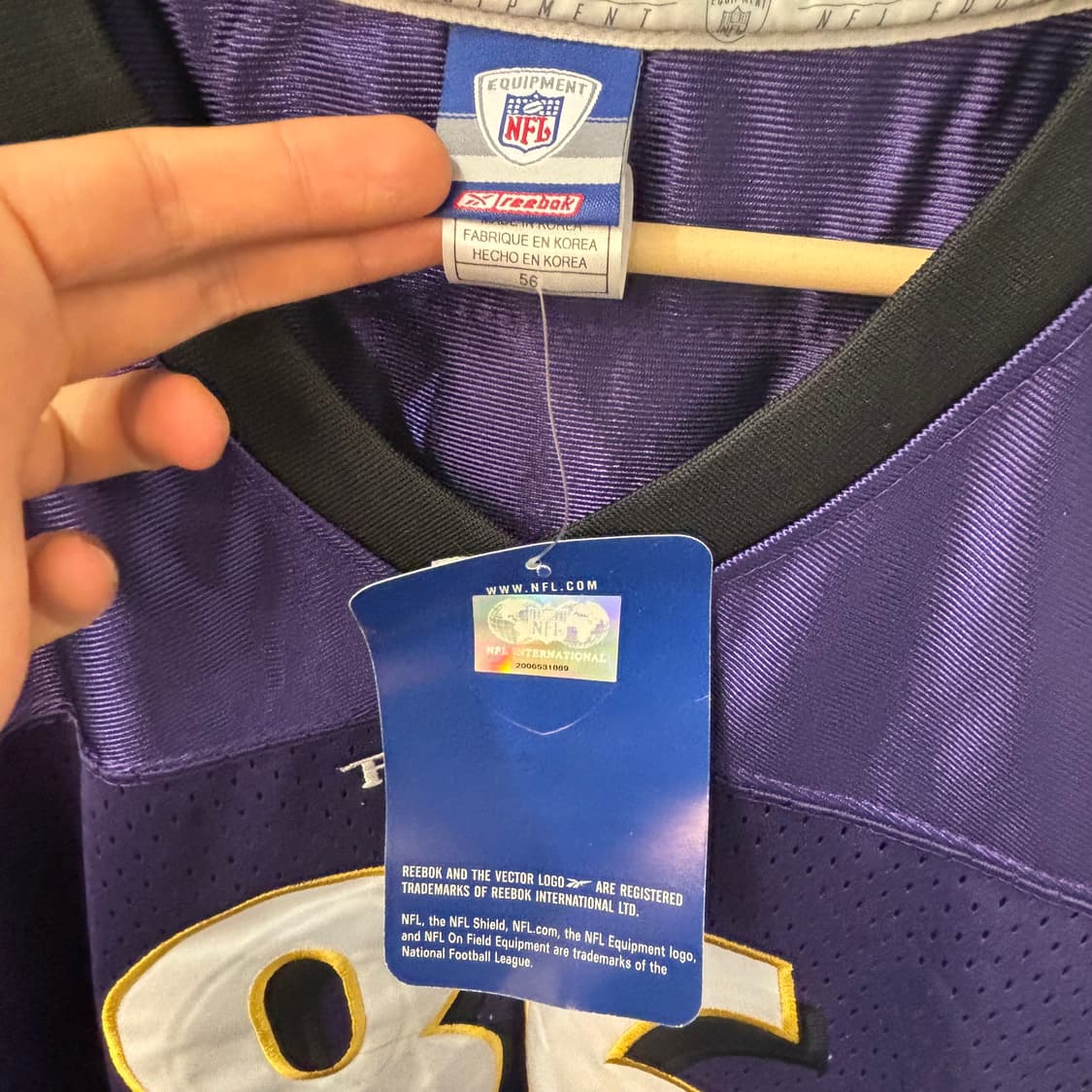 NFL X 리복 볼티모어 레이븐스 유니폼 져지 2XL  상품이미지6