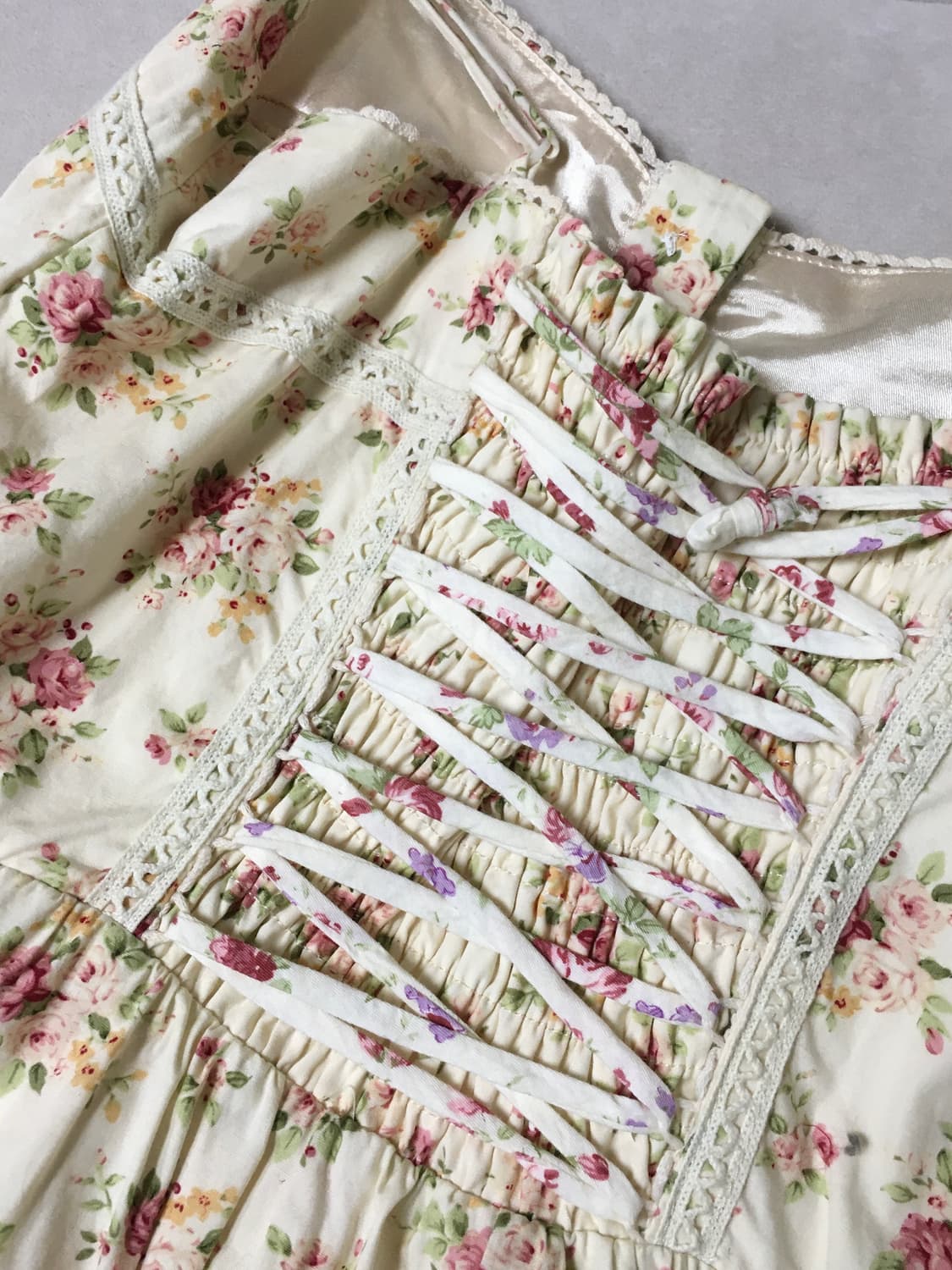 플로럴 아일렛 캉캉 원피스 라떼 히메 갸루 러블리 로걀 모리 빈티지 상품이미지2