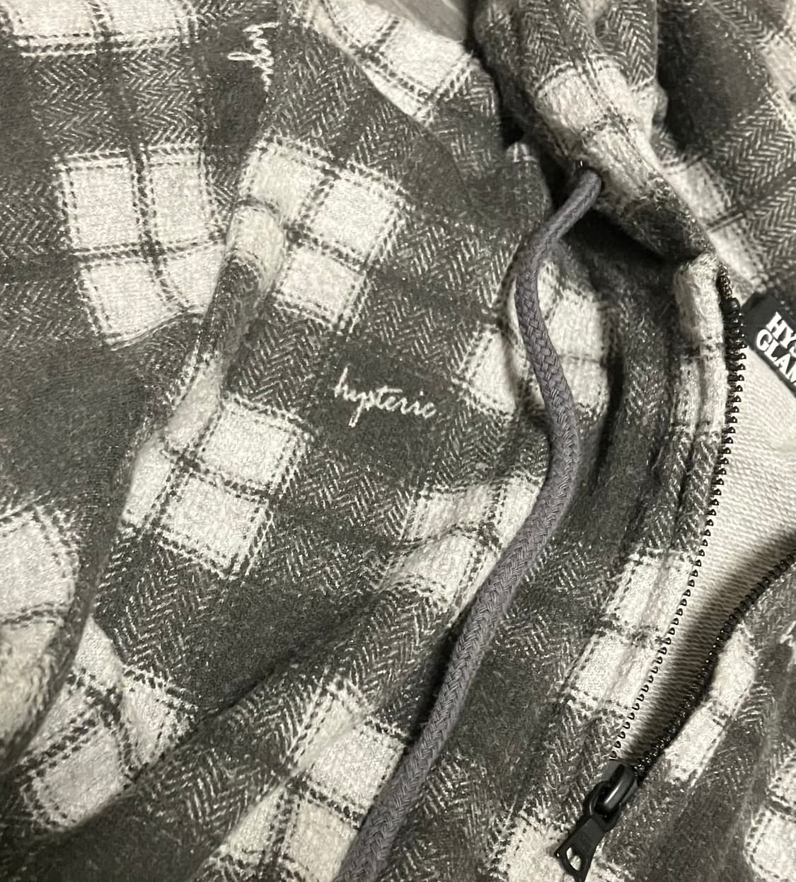 Vintage mood grey check hoodie 상품이미지3