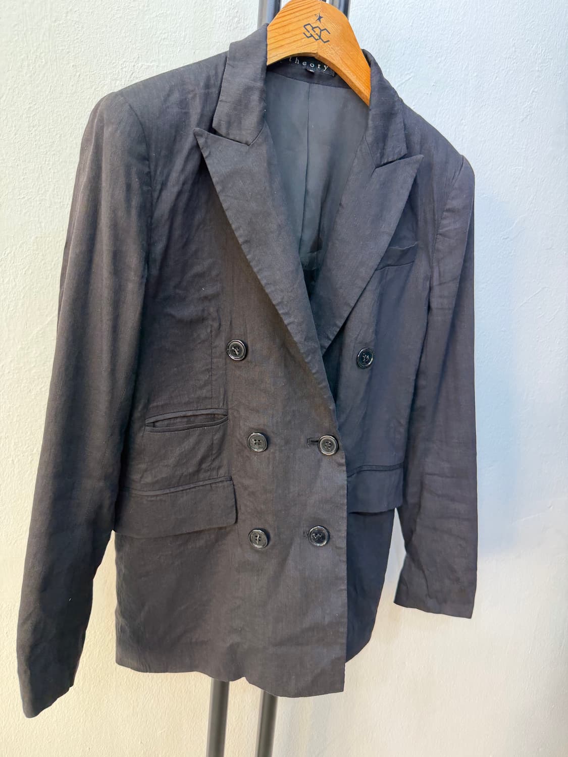 정품) theory 띠어리 블랙 더블 브레스트 자켓 0(55) 상품이미지2