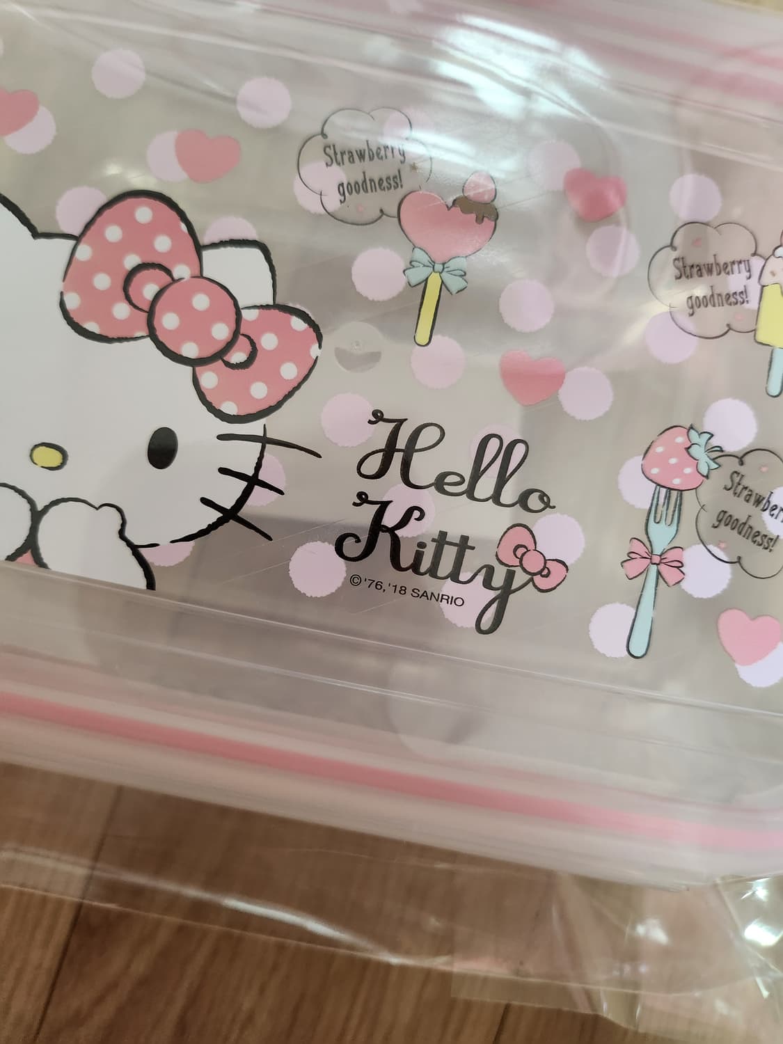 미사용) 헬로키티 사각 밀폐용기 보관함 키티 상품이미지4