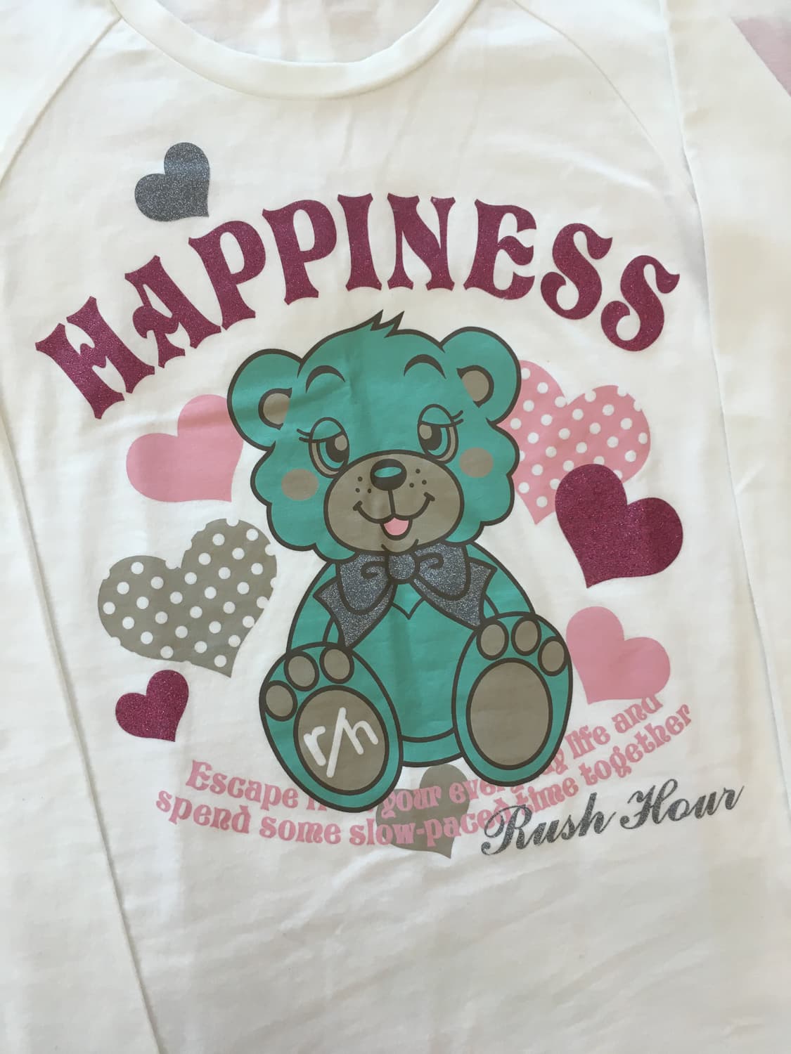 민트베어 도트하트 글리터 레터링 헤이세이 조지후쿠 팝갸루 롱슬리브 티셔츠 상품이미지4