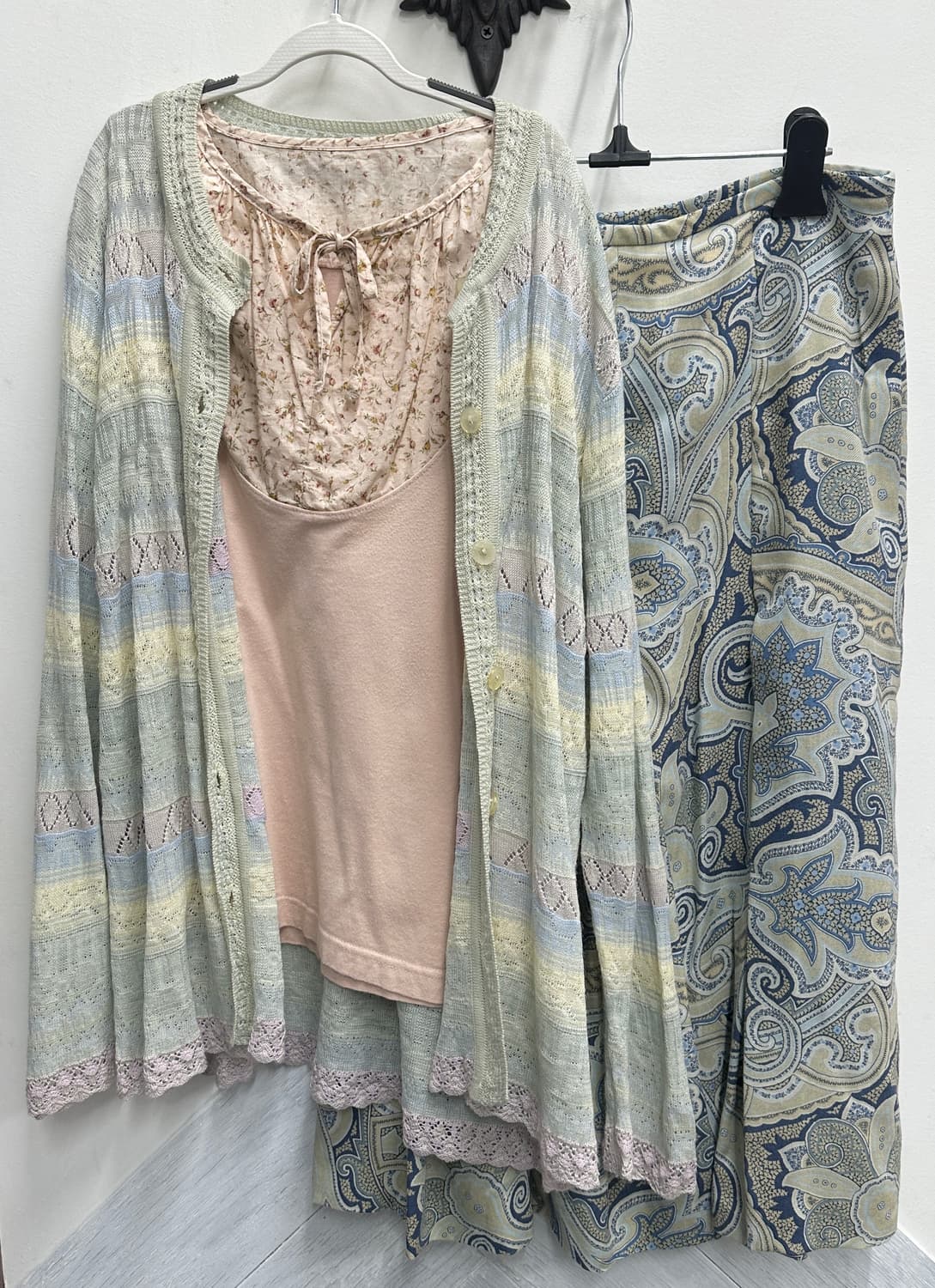 🤍하구미의 파스텔 모리걸 코디세트🤍레이어드 페이즐 반팔 가디건 페어리 상품이미지3