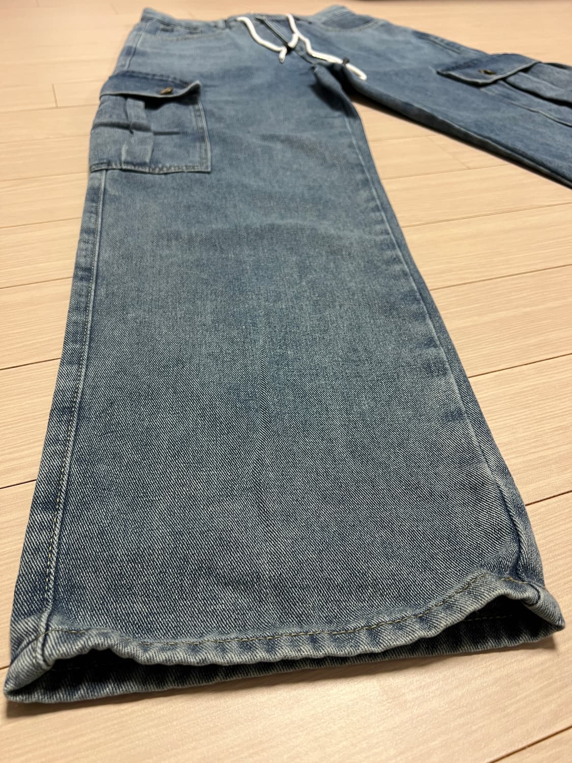 데님 카고 팬츠 / 스트링 디테일 와이드핏 청바지 / 29 상품이미지4