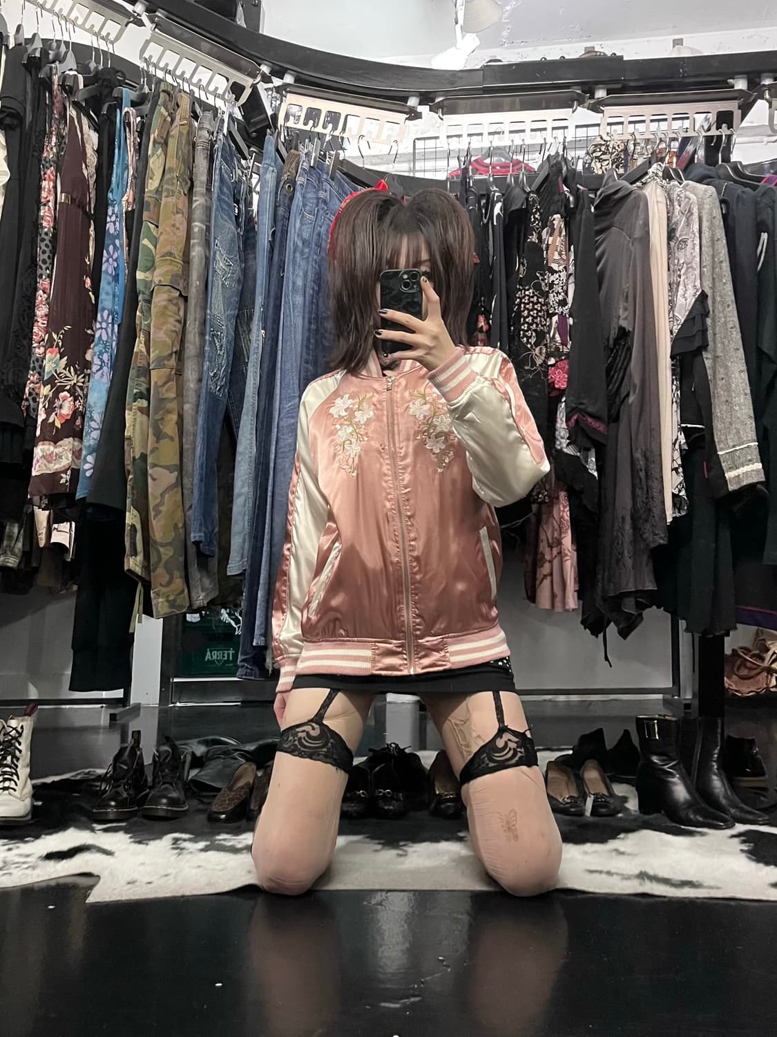 플라워 자수 패턴 스카잔 상품이미지1