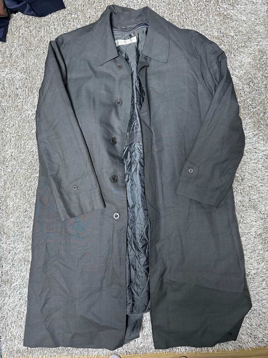 일제 GEOFEREY BEENE 체크 트랜치코트 사이즈105-110 상품이미지1